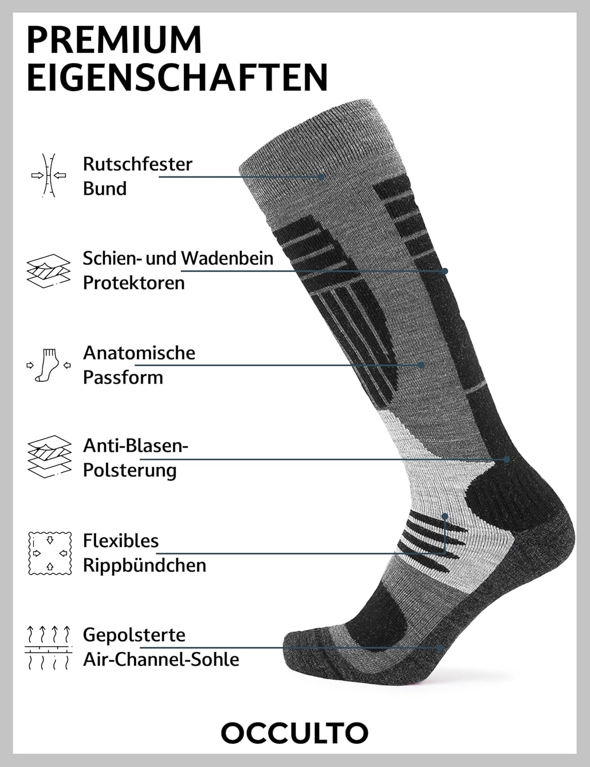 Detalle de Occulto Felix Skisocken für Herren im 2er Pack