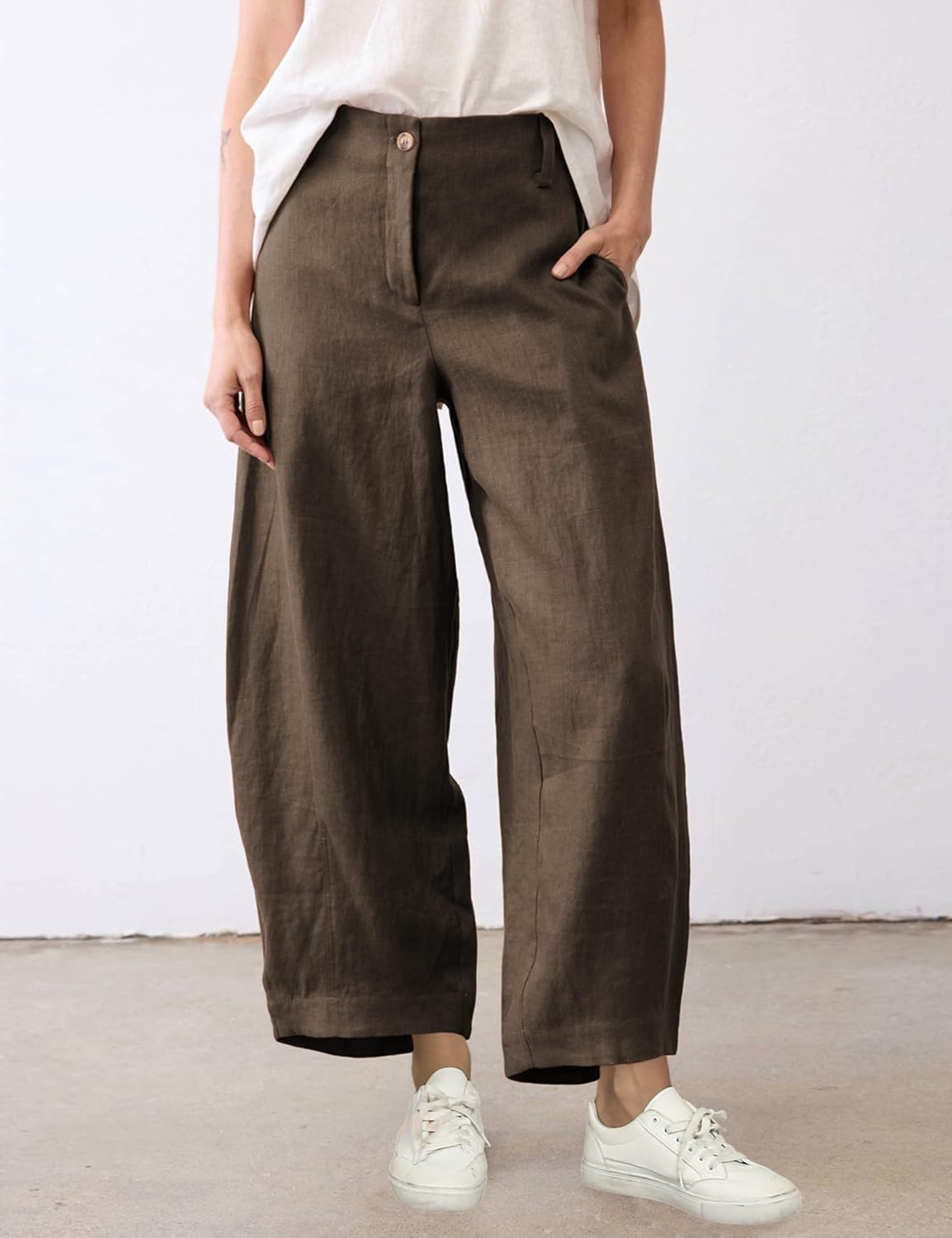 Detalle 2 de Linen Capri Pants for Women, Tanming