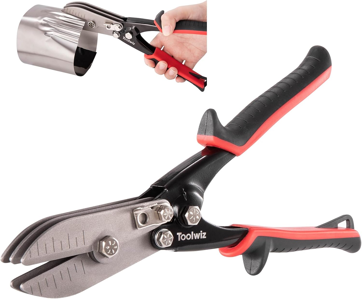 Detalle de Toolwiz TMC4065 krimptang met 5 messen voor plaatwerk van 24-26 gauge