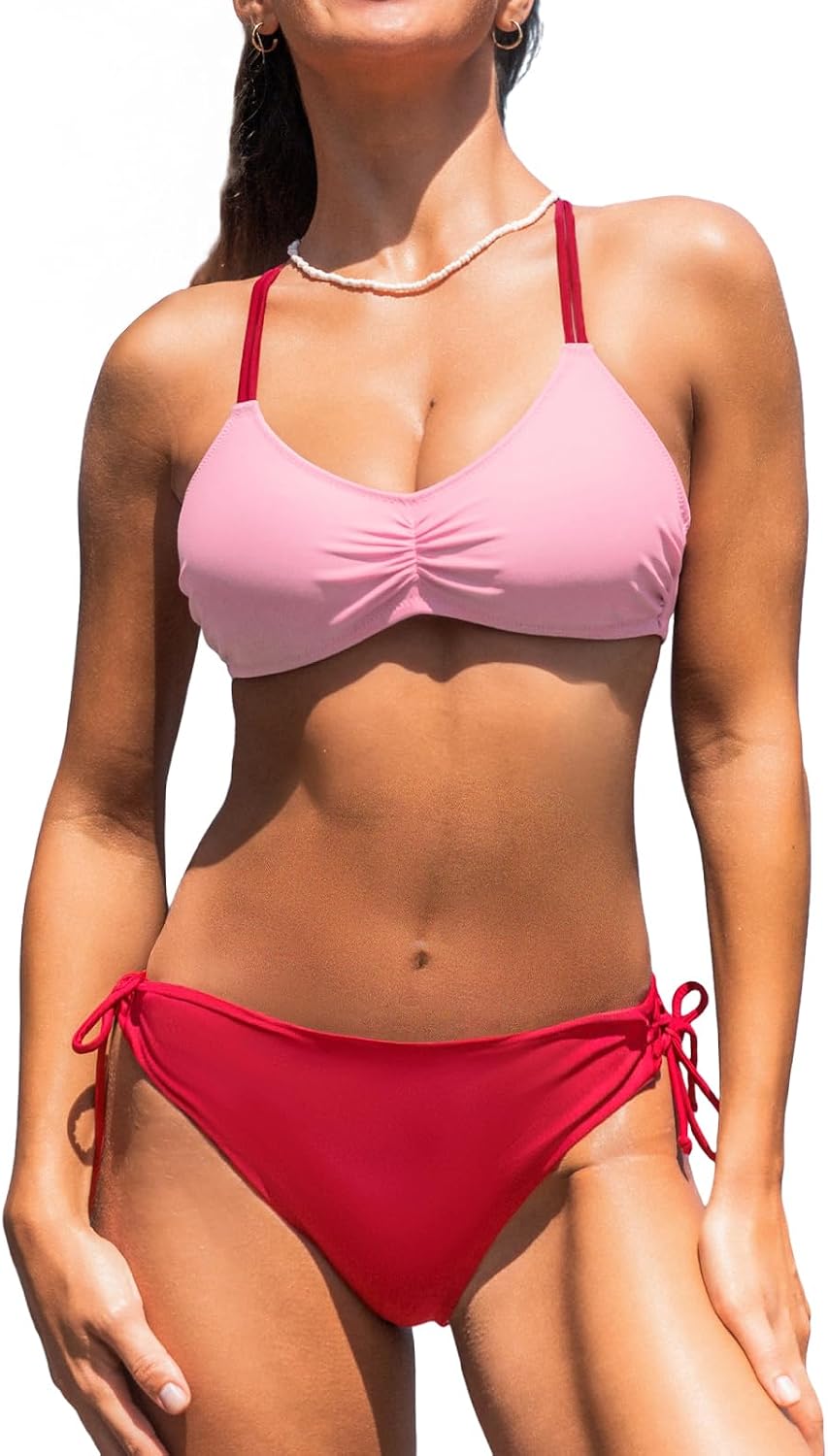 Thumbnail 6 de CUPSHE Bikini Laçage Rayures Marine Blanc 2 Pièces