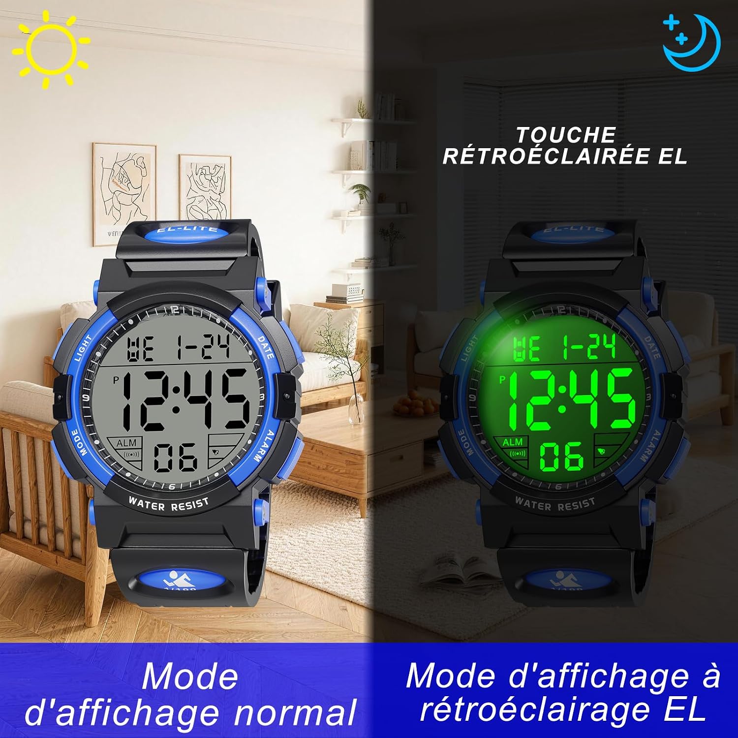 Detalle de Juboos Montre Numérique Homme Sport Étanche 3ATM avec Rétroéclairage LED