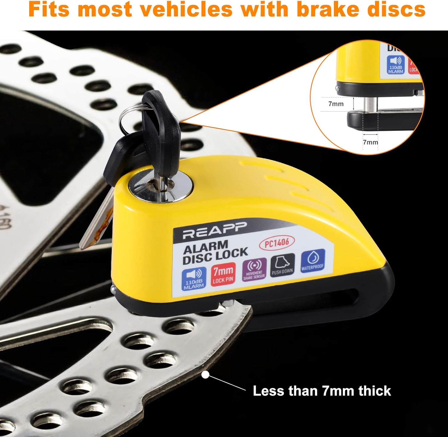 Detalle de REAPP Alarm Disc Lock 110 dB Motorbike lock🔒