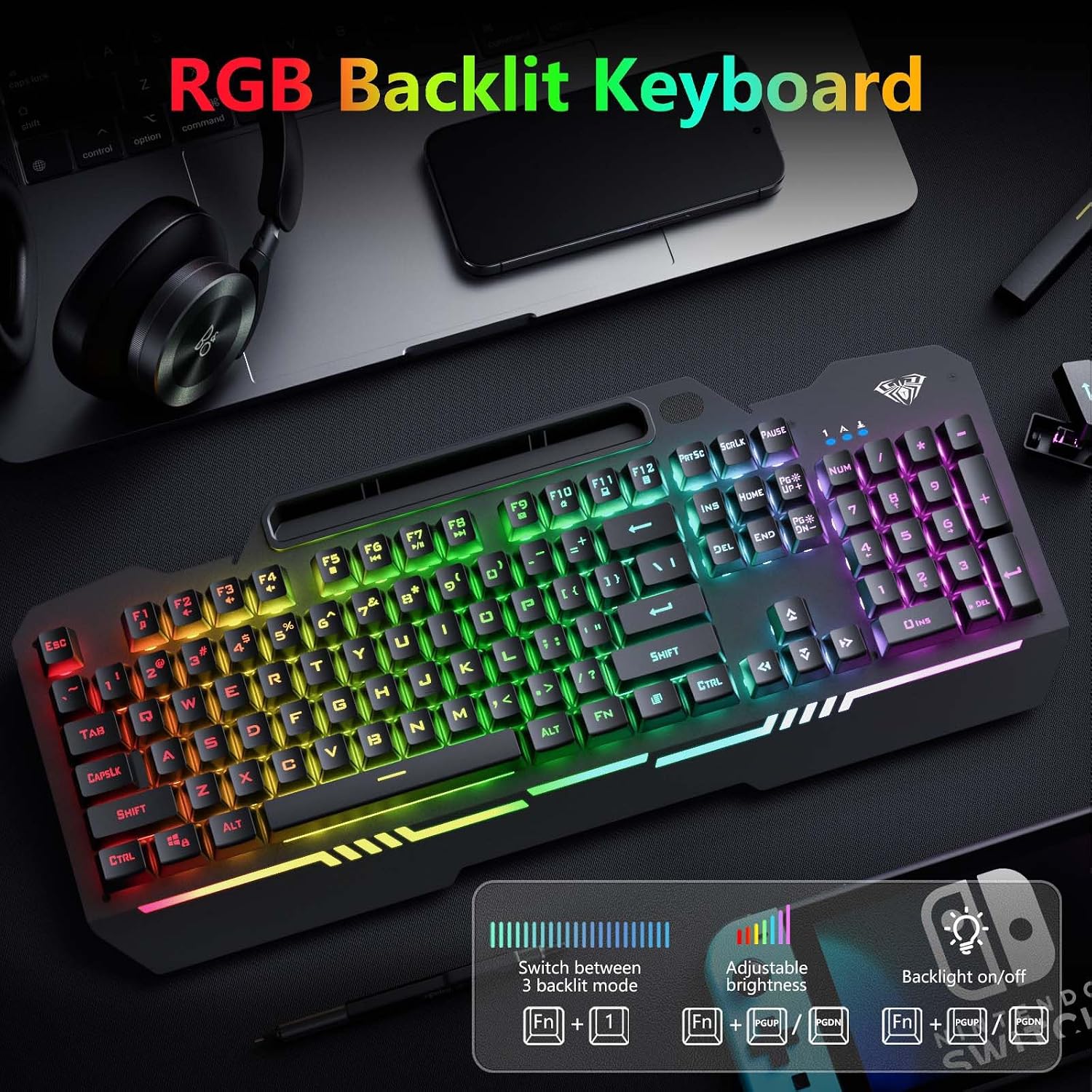 Thumbnail 1 de AULA T102 104-Key Gaming Keyboard and Mouse Combo with RGB Backlit (USB Wired)