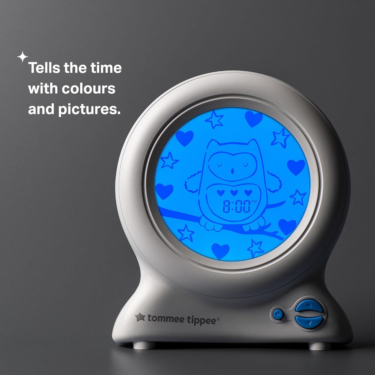 Detalle de Tommee Tippee Groclock: orologio con sveglia, luce notturna e allenatore del sonno USB per bambini piccoli, bianco