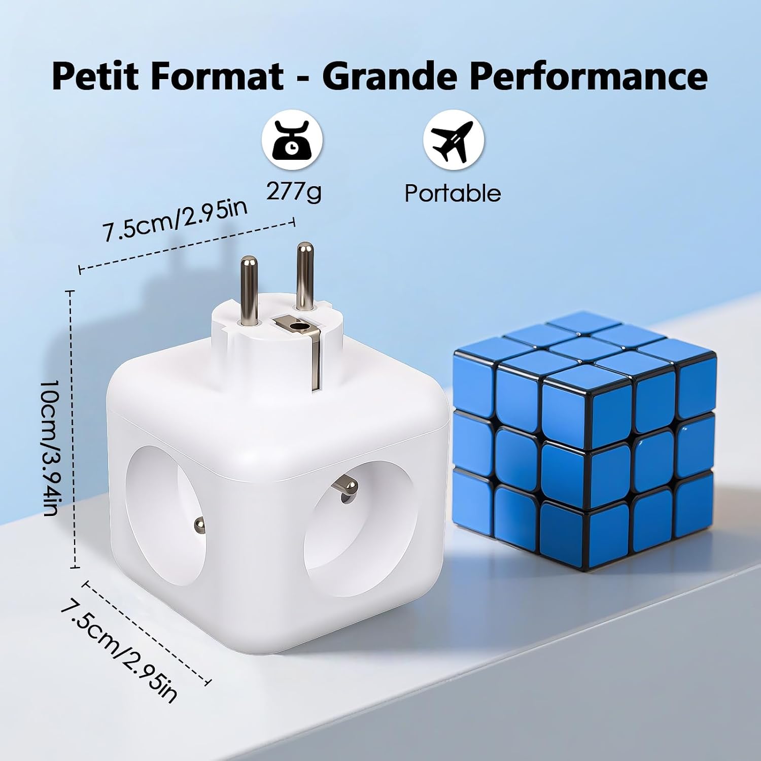Thumbnail 6 de Multiprise Murale 7 en 1 – Prise Secteur avec 3 Prises Française et 4 ports USB (USB-C + USB-A) – Cube mural compact