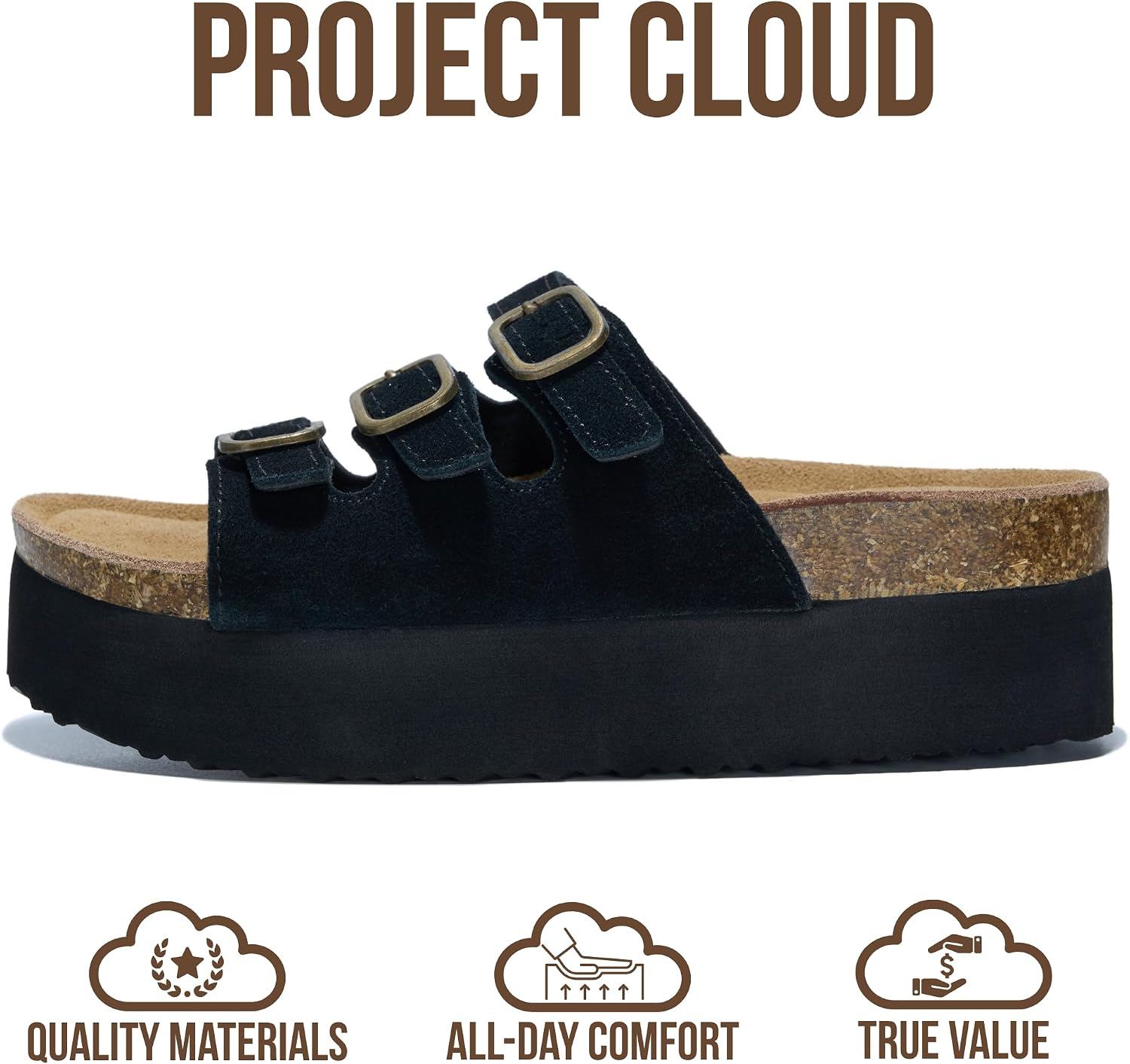 Detalle de Project Cloud 100% Genuine Leather Platform Sandals (Dyan) for Women