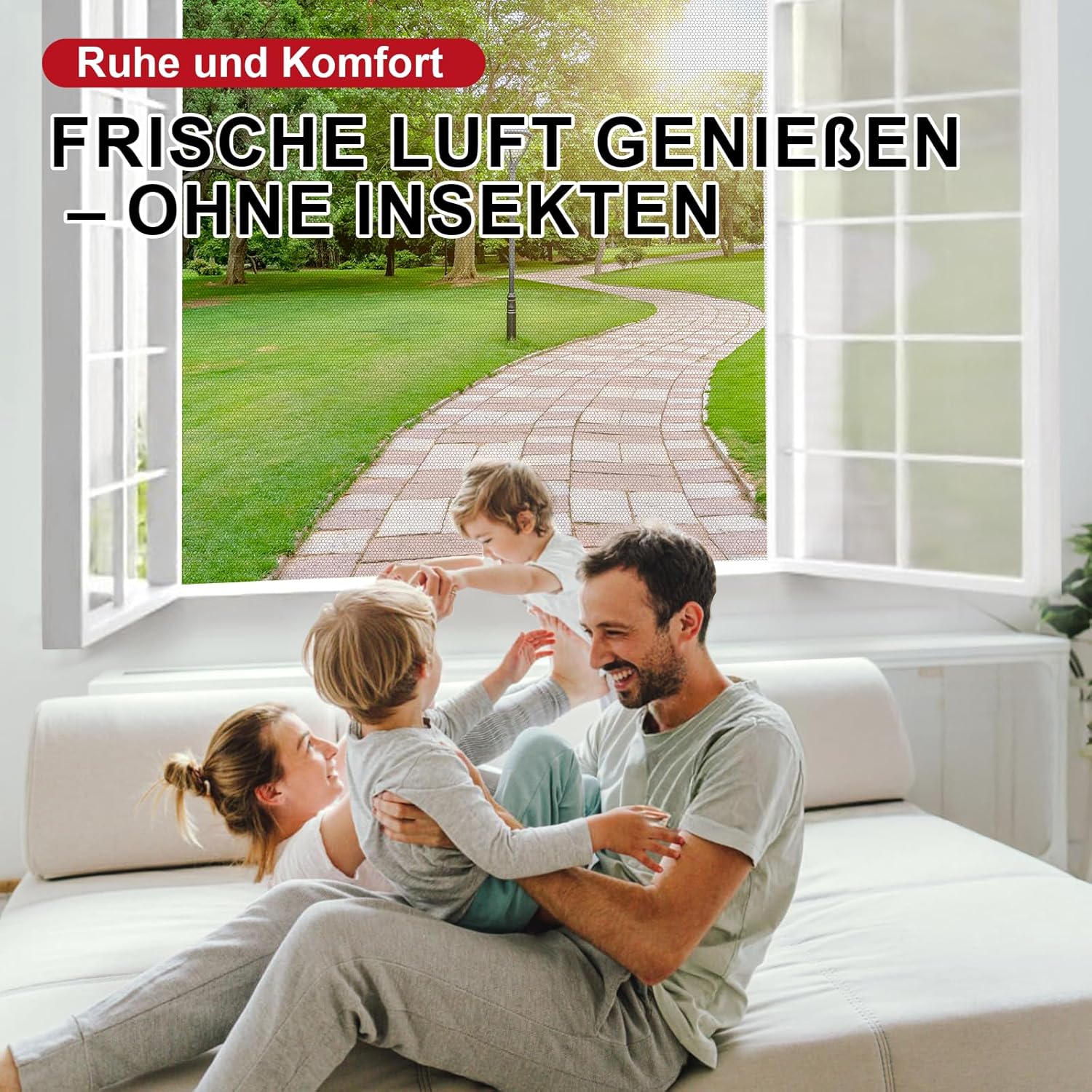 Thumbnail 4 de ZUIYIN Fliegengitter Fenster 150x250 cm – Insektenschutz ohne Bohren mit Upgrade 2.0 Klettband