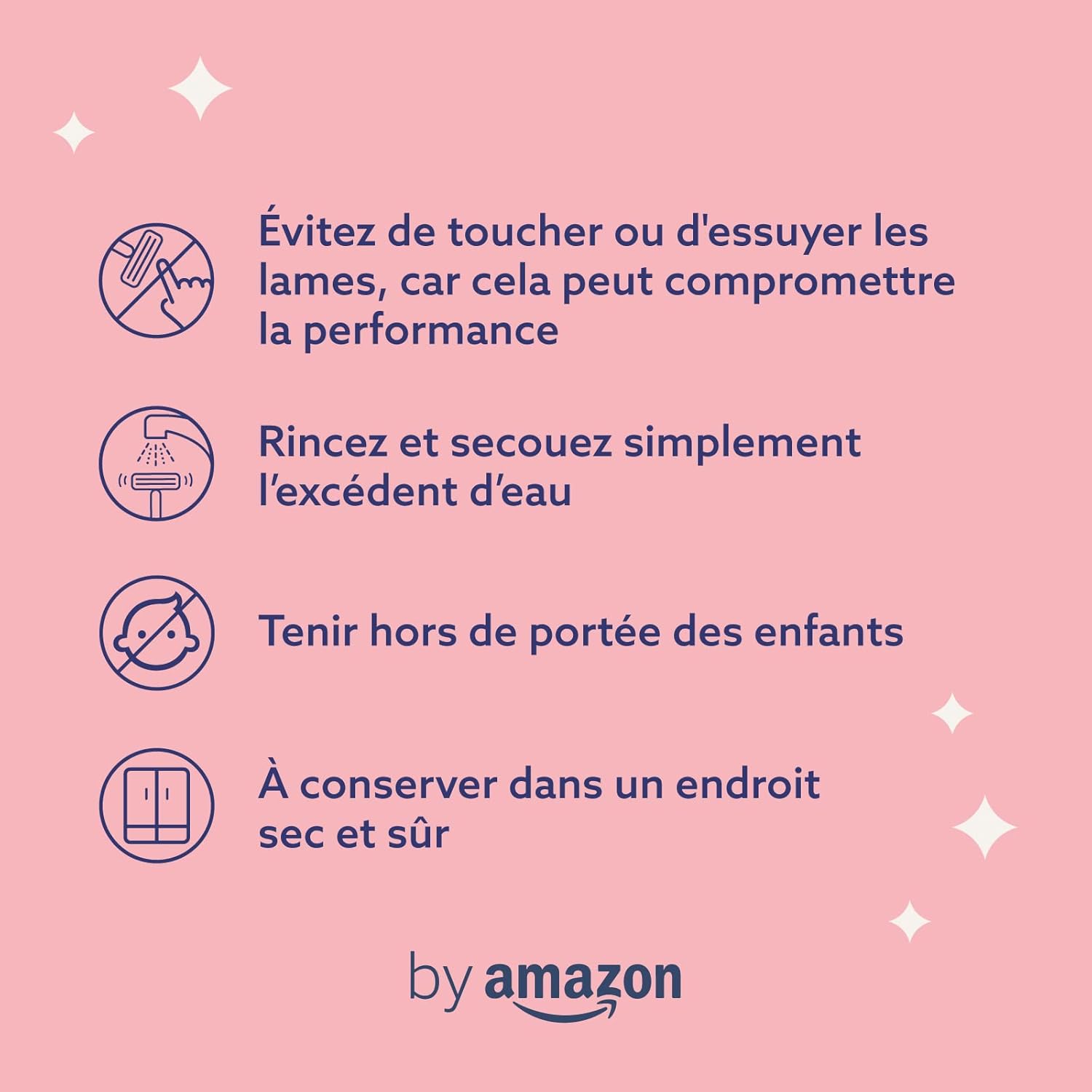Detalle de By Amazon Lot de 7 recharges + rasoir à 5 lames pour femme