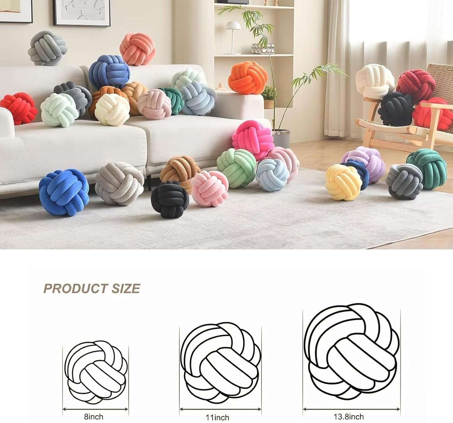Detalle 2 de LUSJNGE Knot Pillow Ball 11-inch velvet cushion ๐
