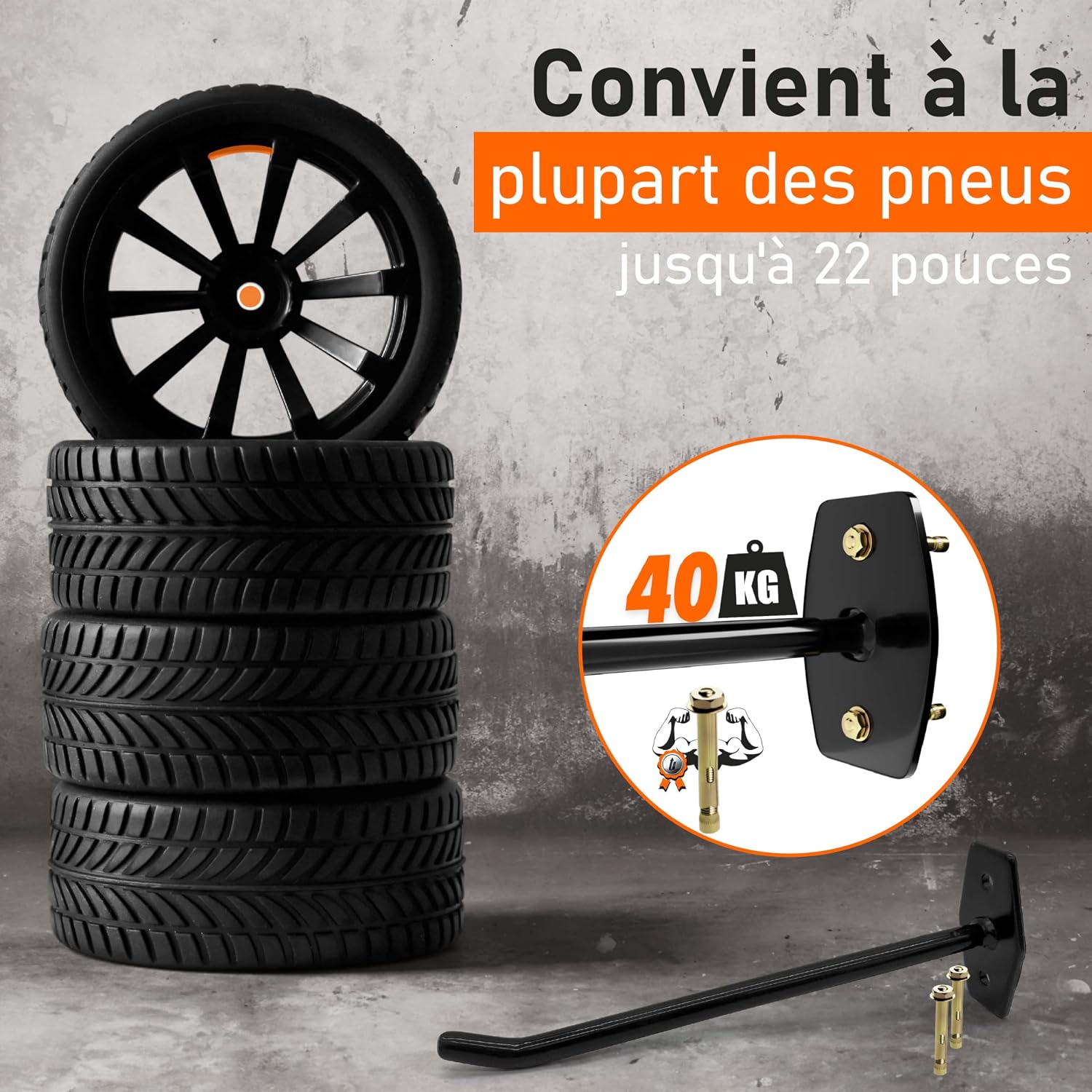 Detalle de Upgrade4cars Range Pneu Mural 4 jantes 40 kg