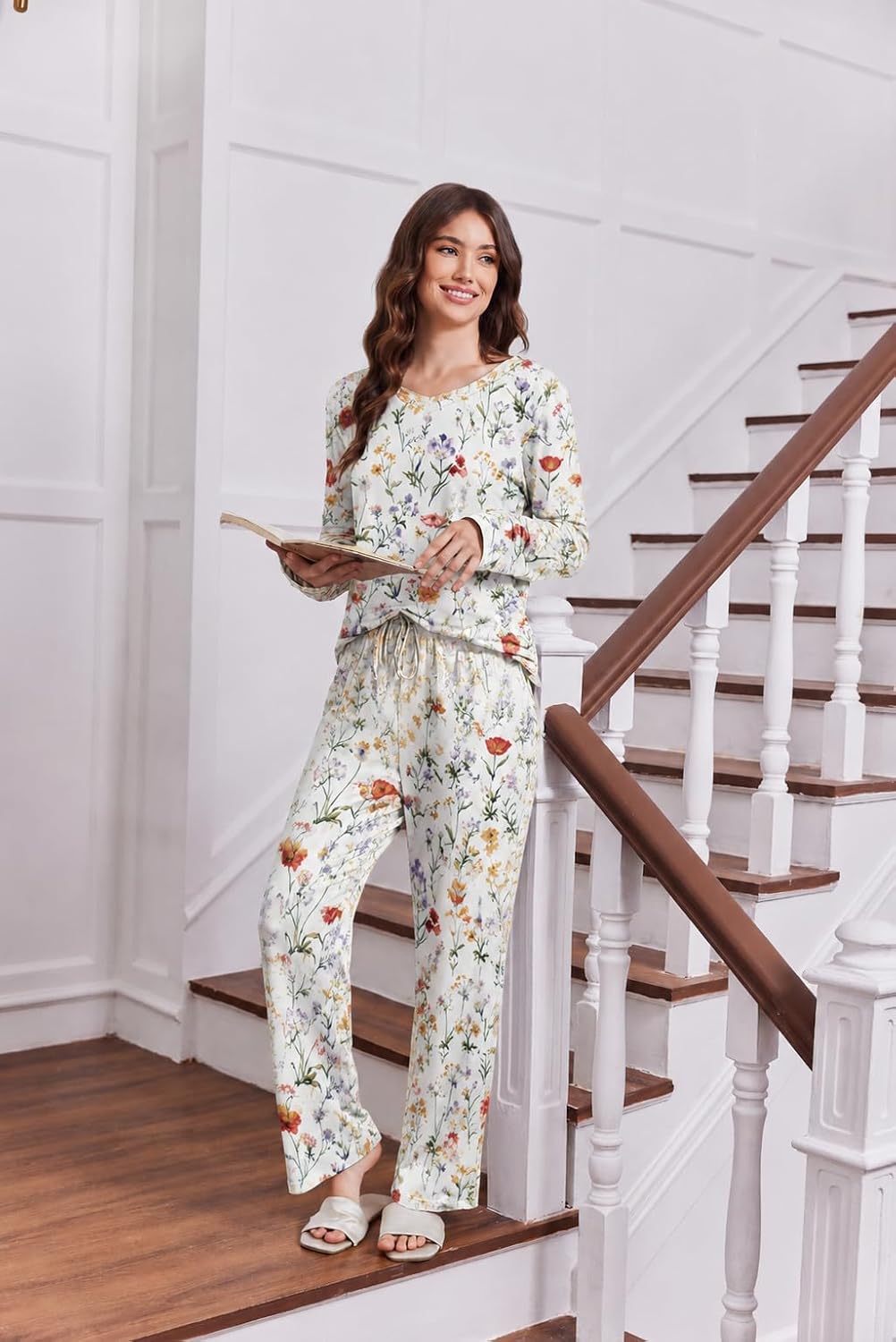 Thumbnail 1 de Ekouaer Women’s 2-Pack Pajama Sets with Long Sleeves, V-Neck Tops and Pockets