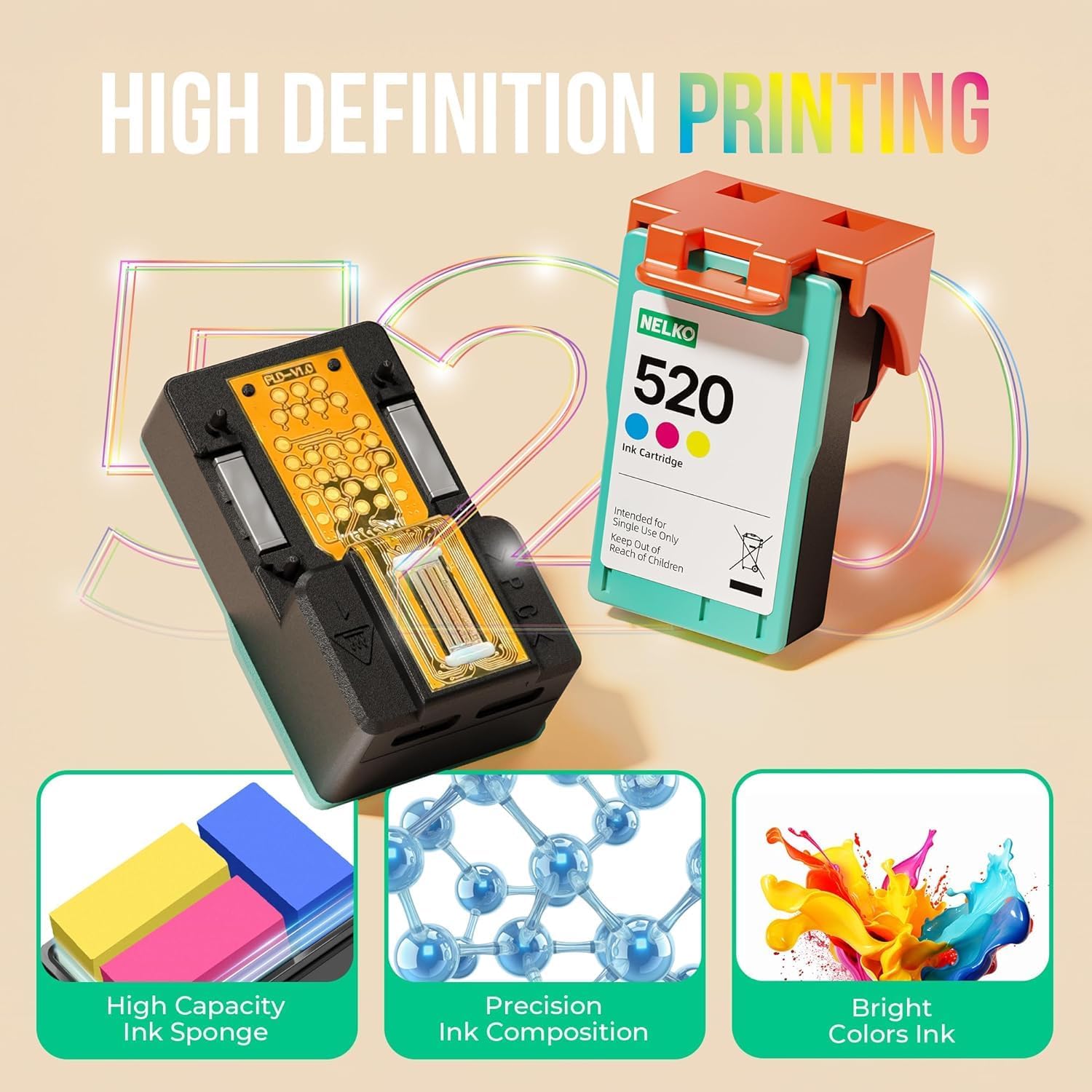 Detalle de Nelko 520 Original Farbtintenpatrone für Nelko PP01 Fotodrucker – 1 Stück