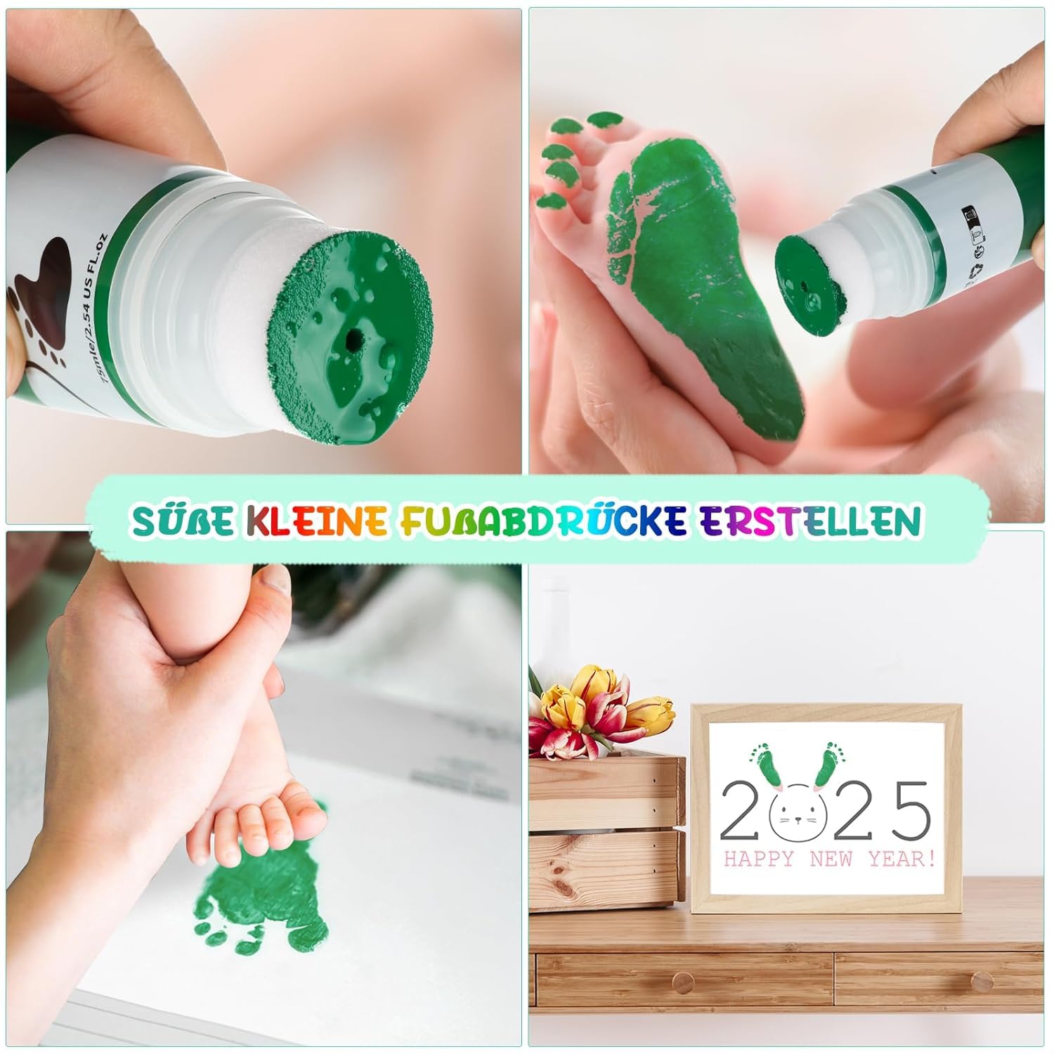 Thumbnail 2 de TOGOU2S Baby-Fußabdruck-Farbe mit Schwammaufsatz (75 ml) – Stempelfarbe für Hand- und Pfotenabdrücke, ungiftig & hautnah