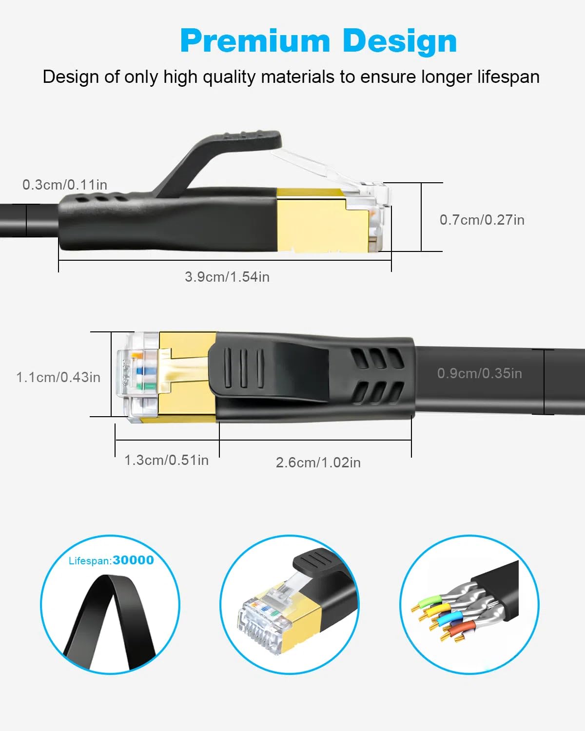 Thumbnail 5 de DDMALL Cat 8 Ethernet Kabel 10m – 40 Gbps Netzwerkkabel 🔌