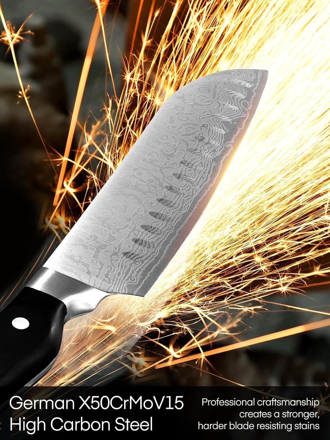 Detalle 1 de FOHERE Juego de Cuchillos de Cocina auto-afilables 14 pzs 🔪