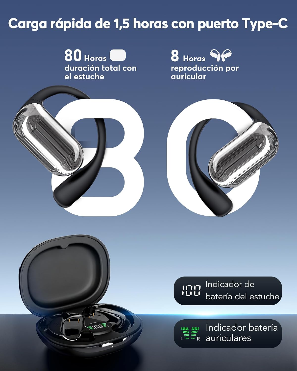 Thumbnail 5 de MAIJOFO Auriculares Traductor en Tiempo Real con IA — 199 idiomas, diseño open-ear, Bluetooth 6.1 y autonomía de 80 h