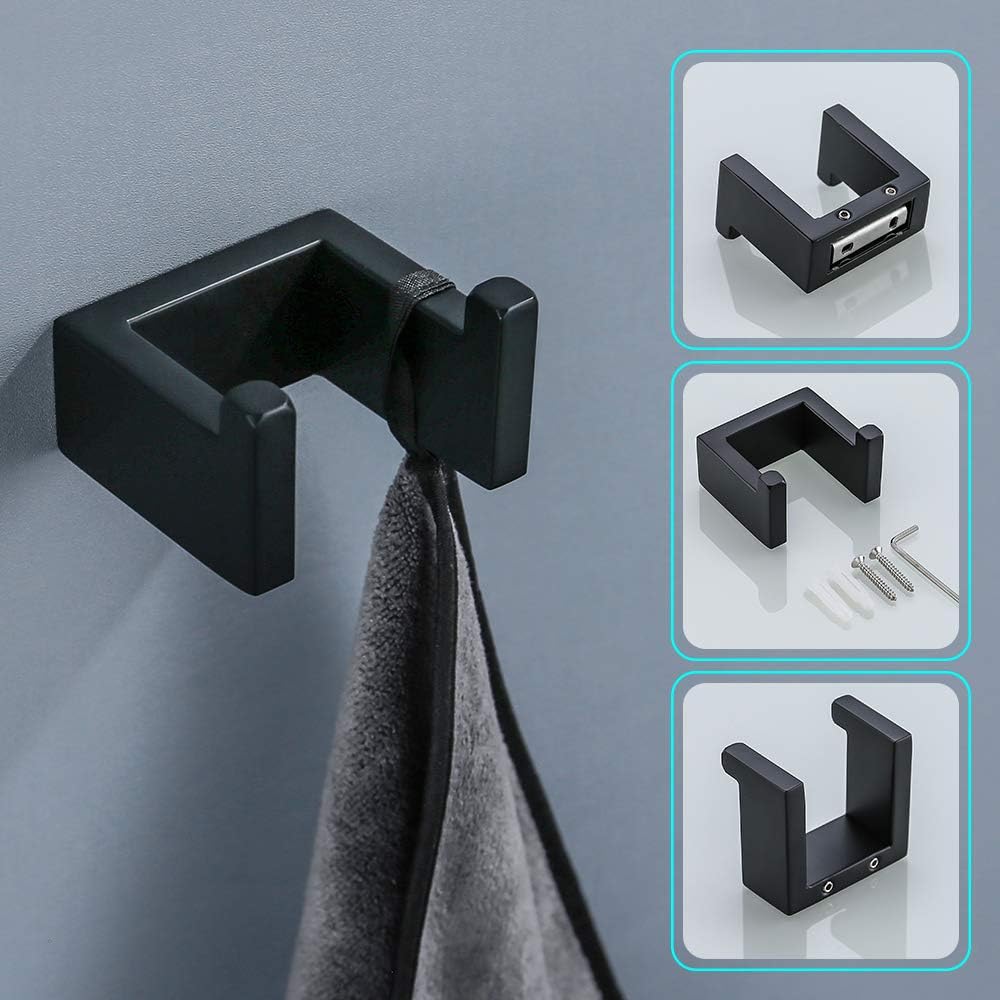 Thumbnail 4 de TNOMS 4-Piece Towel Bar Set, Matte Black Stainless Steel Bathroom Accessories