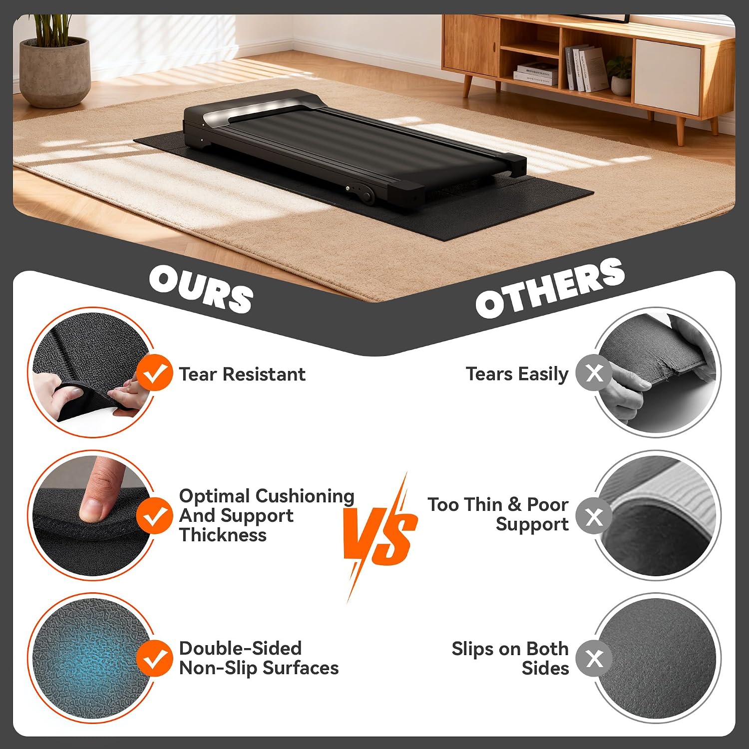 Detalle 2 de Stepwaver Walking Pad Mat, Foldable PVC Treadmill Mat, 55 x 23.6 Inches