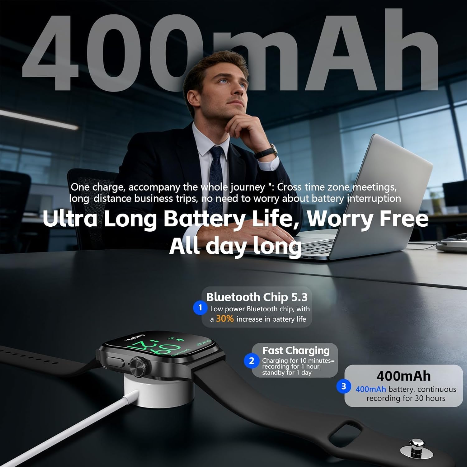 Detalle de Maxee AI Smart Watch with Voice Recorder: Transcription, Summaries and 135 Languages