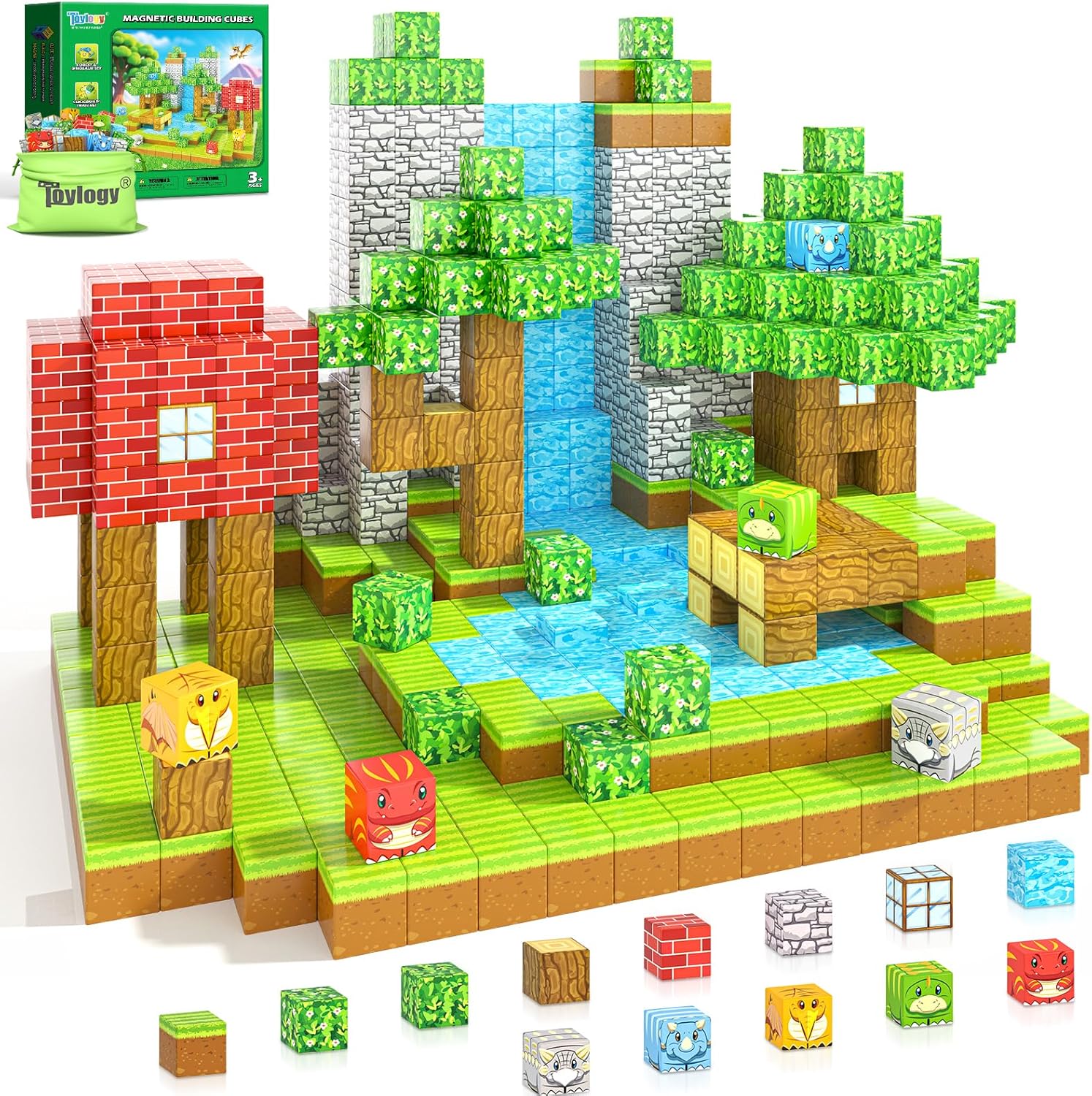 Detalle de Build Mine Magnet World 100PCS magnetic blocks set 🧩