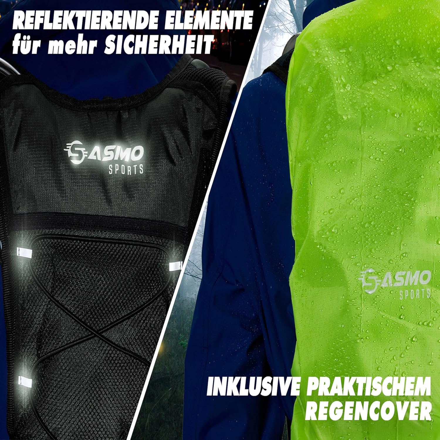 Thumbnail 4 de SASMO® Laufrucksack 6L (Grau) mit Thermofach – ultraleichter Lauf-Rucksack mit Regenschutz