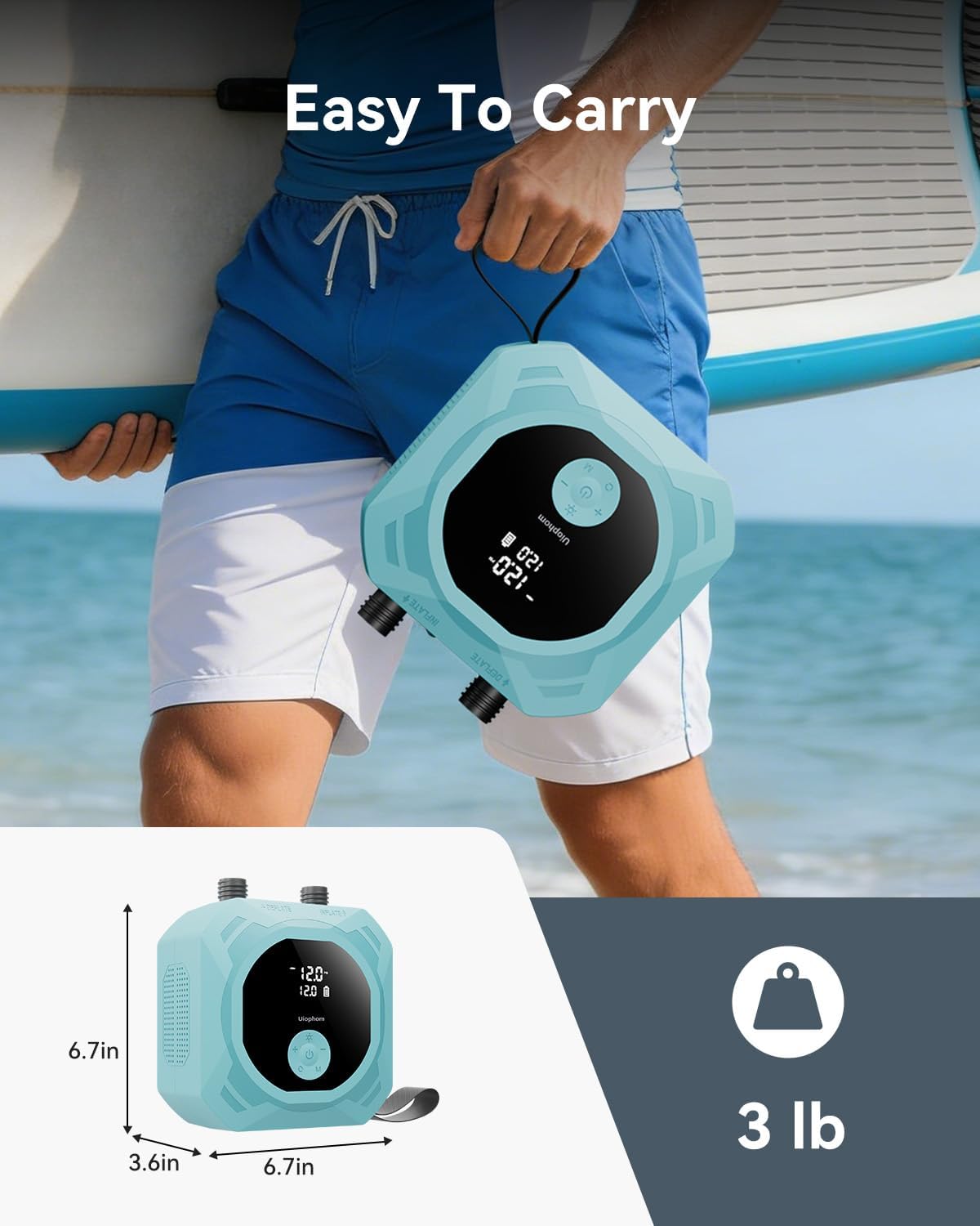 Thumbnail 5 de 50PSI Paddle Board Electric Pump: Dual-Stage, Rechargeable SUP Pump with Auto-Off