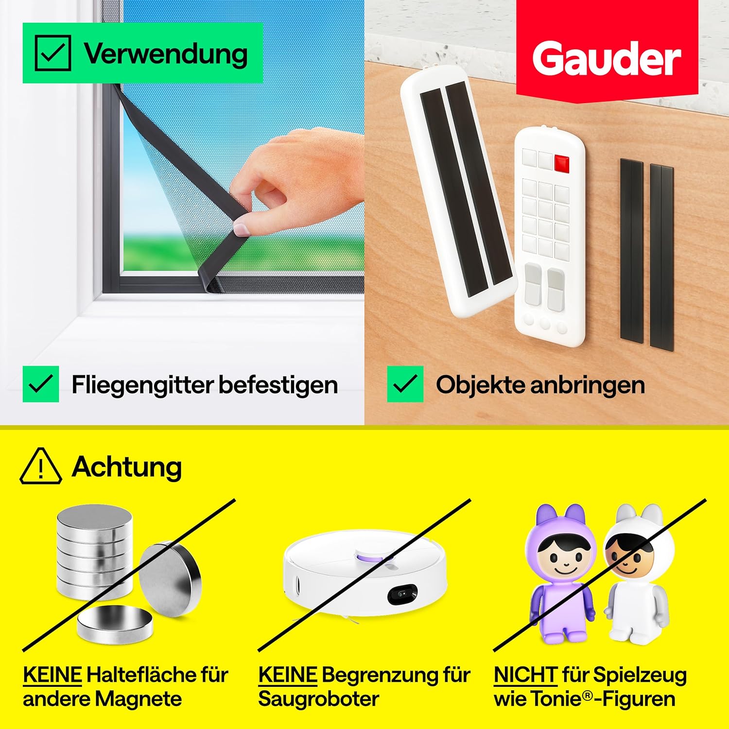 Thumbnail 1 de GAUDER Typ A + B Magnetband stark, selbstklebend für Fliegengitter & Vorhänge (5 m + 5 m)