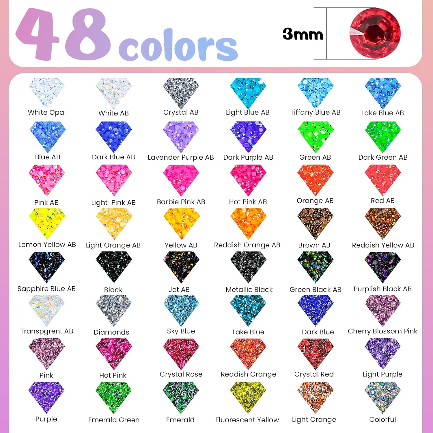 Detalle 2 de 70000Pcs 48 Colors Bedazzling Kit: All-in-One Rhinestone Craft Set with Glue & Tools