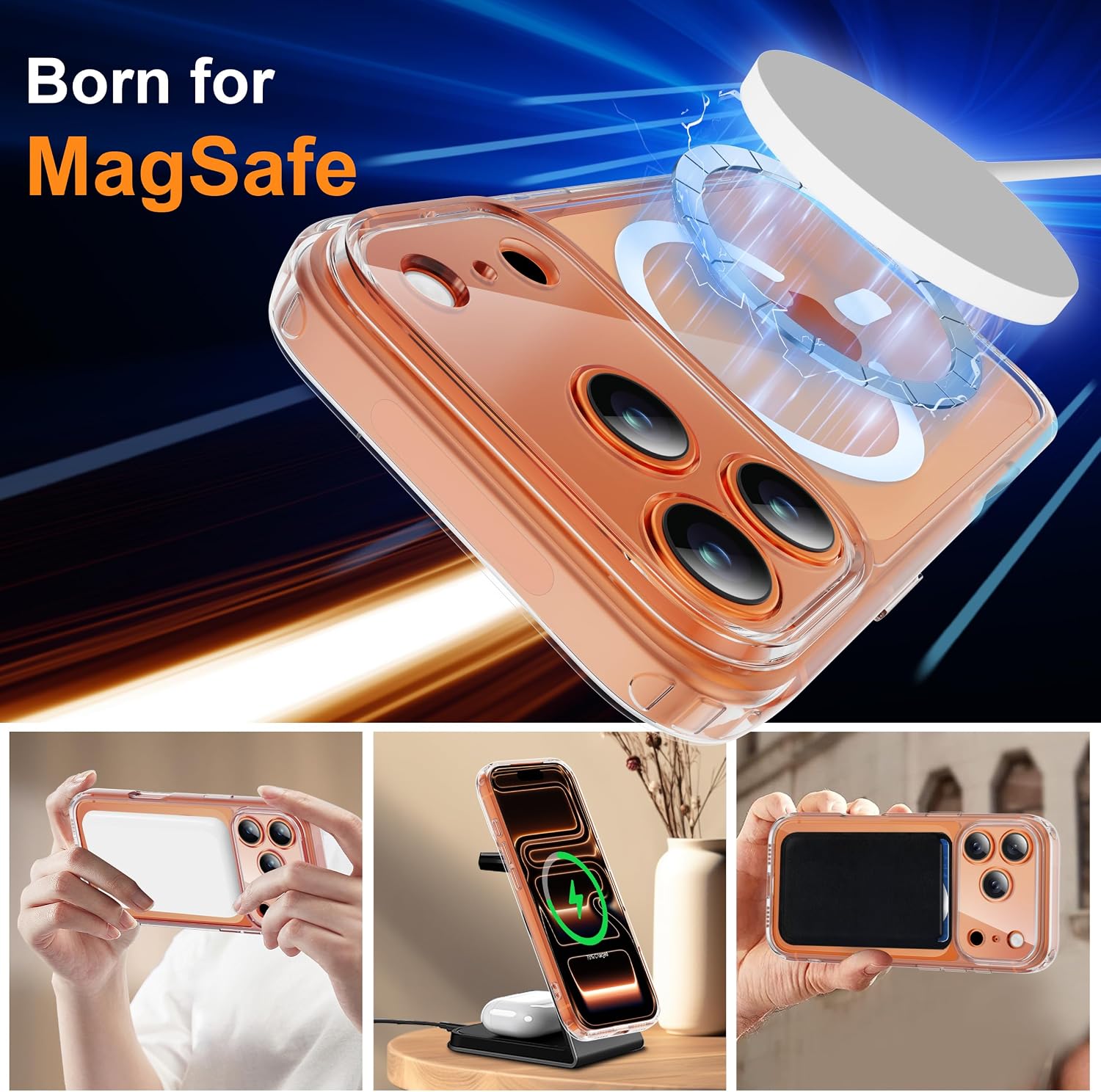 Detalle de ORETECH Magnetica Cover per iPhone 17 Pro Max 6,9" – Trasparente, MagSafe e Protezione Completa