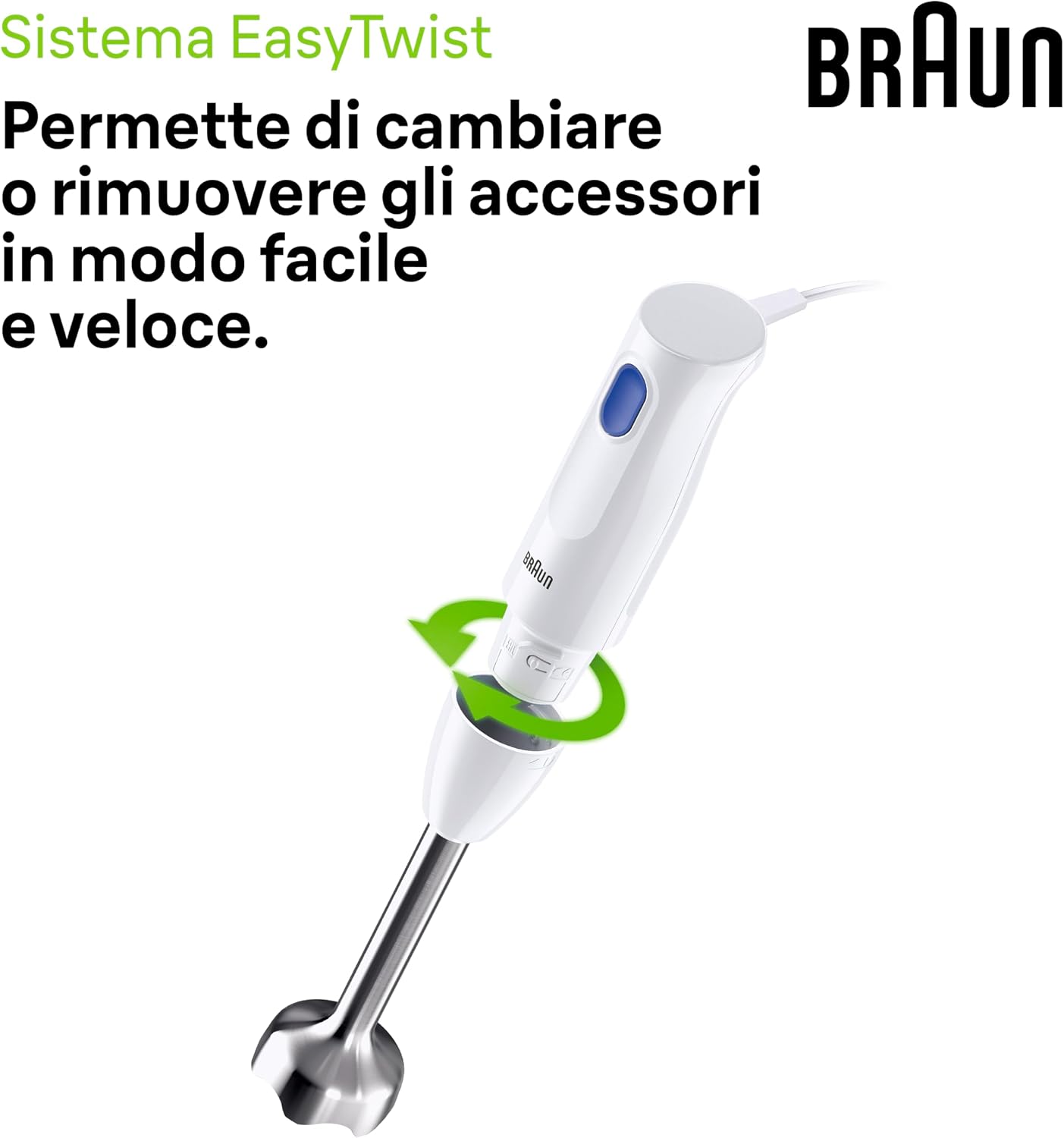 Thumbnail 4 de Braun MultiQuick 1 MQ10.001M: Frullatore a immersione extra leggero con corpo in acciaio e sistema EasyTwist