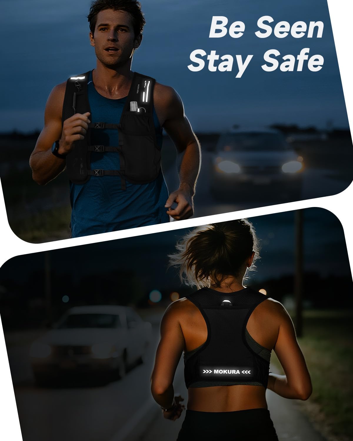 Detalle 2 de MOKURA Running Vest-BL-M-001 Hydration Vest with 500 mL Flask and Phone Holder