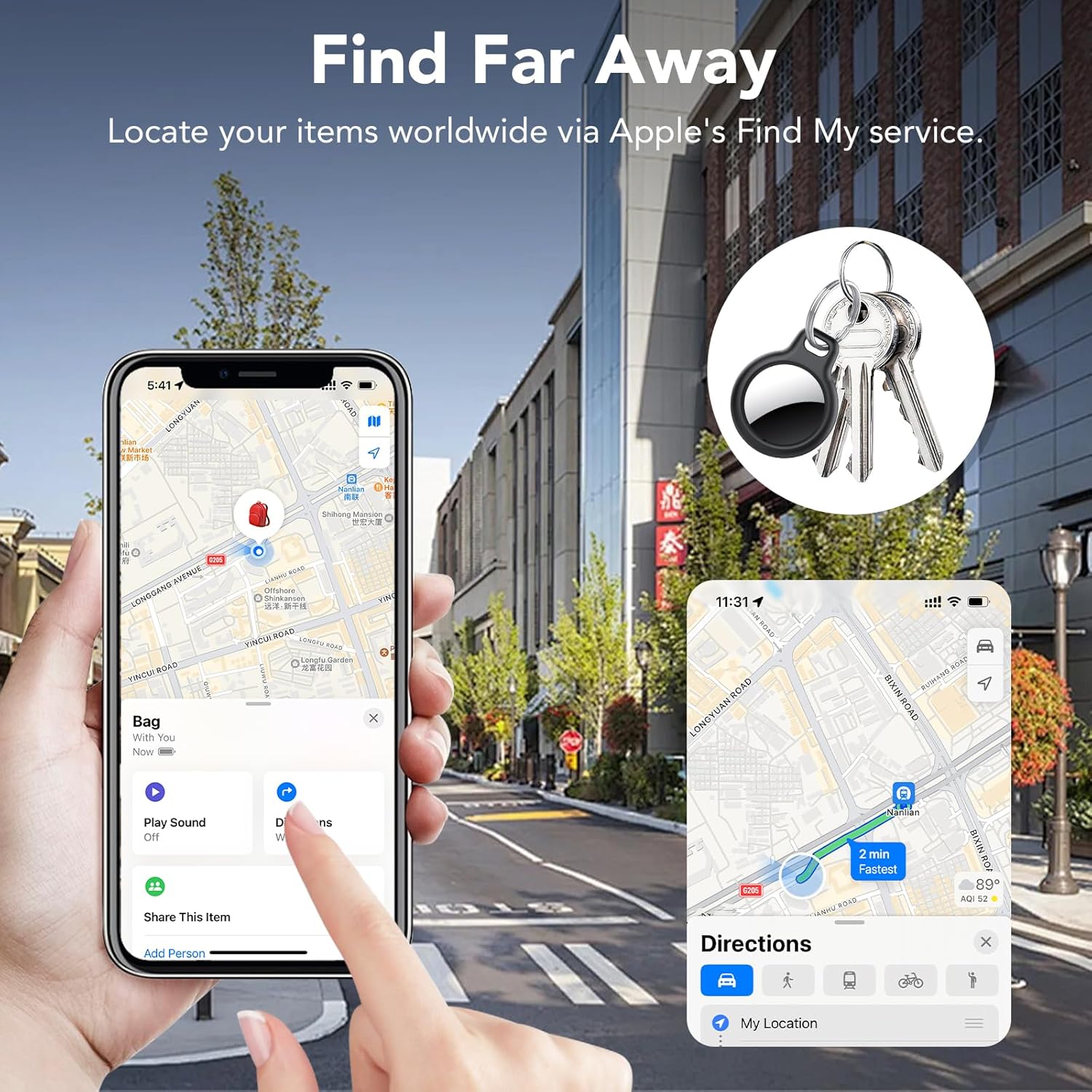 Thumbnail 4 de Smart Air Traceur Tag Lot de 4 – localisateur Apple Find My, IP68, 100 dB, batterie remplaçable