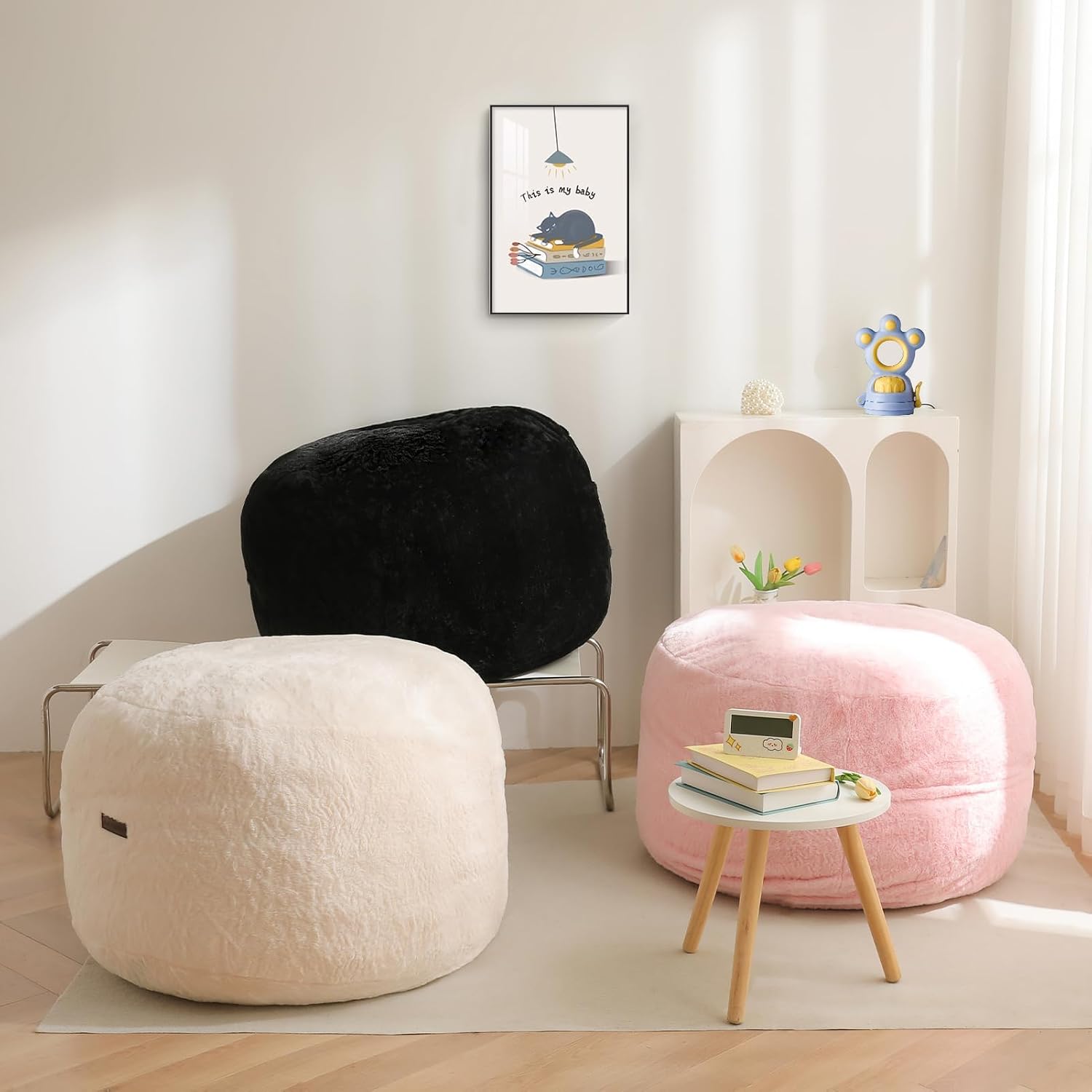 Thumbnail 6 de MAXYOYO K06-Series Kids’ Convertible Bean Bag Chair, Pink, High-Density Foam