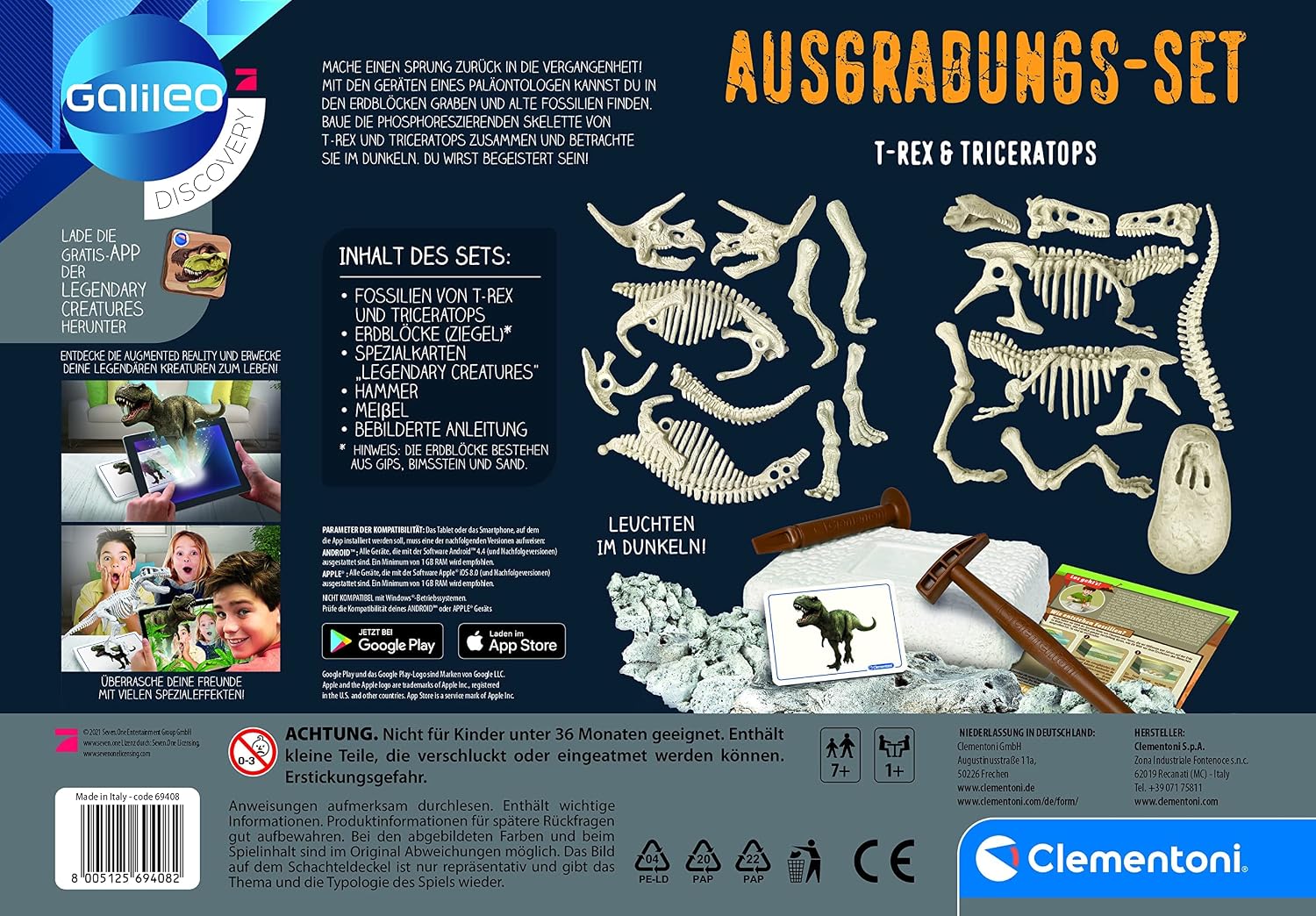 Detalle 1 de Clementoni 69408 Dino-Ausgrabungs-Set ab 7