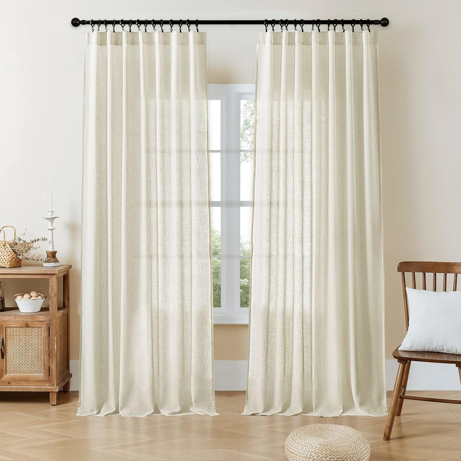 Joydeco Linen Curtains 84-Inch