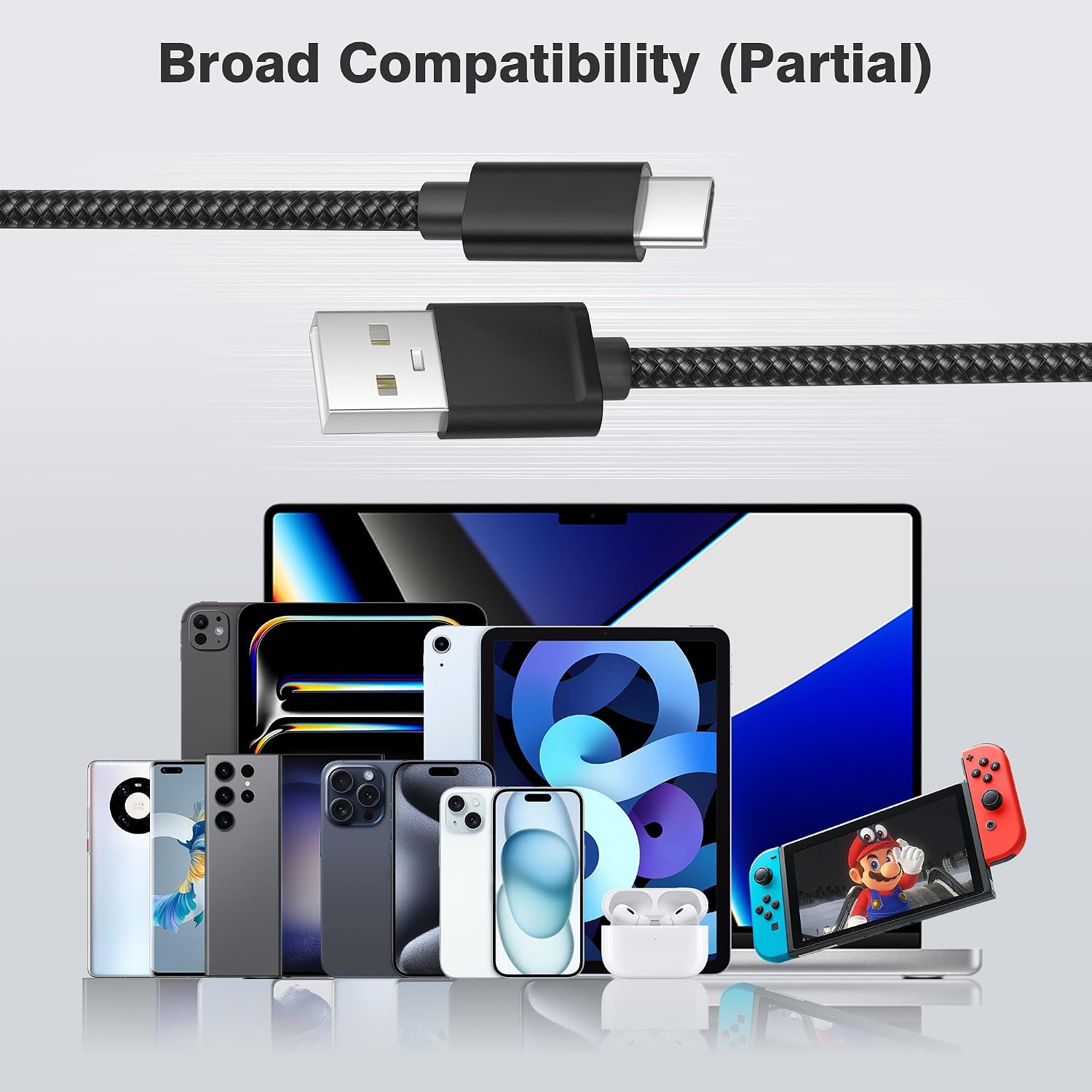Thumbnail 6 de Elebase USB A to USB‑C Car Charger Cable 3‑Pack for iPhone 17 Pro Max and More (0.5m / 1m / 2m)
