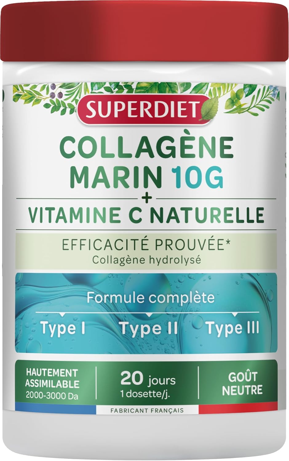 Detalle de SUPERDIET Collagène Marin + Vitamine C Naturelle – Poudre 210 g