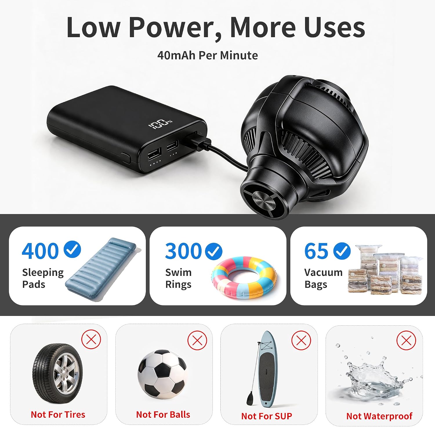 Detalle de Origem Mini Pompa per Materasso Gonfiabile — 30 g, USB-C, gonfiaggio rapido