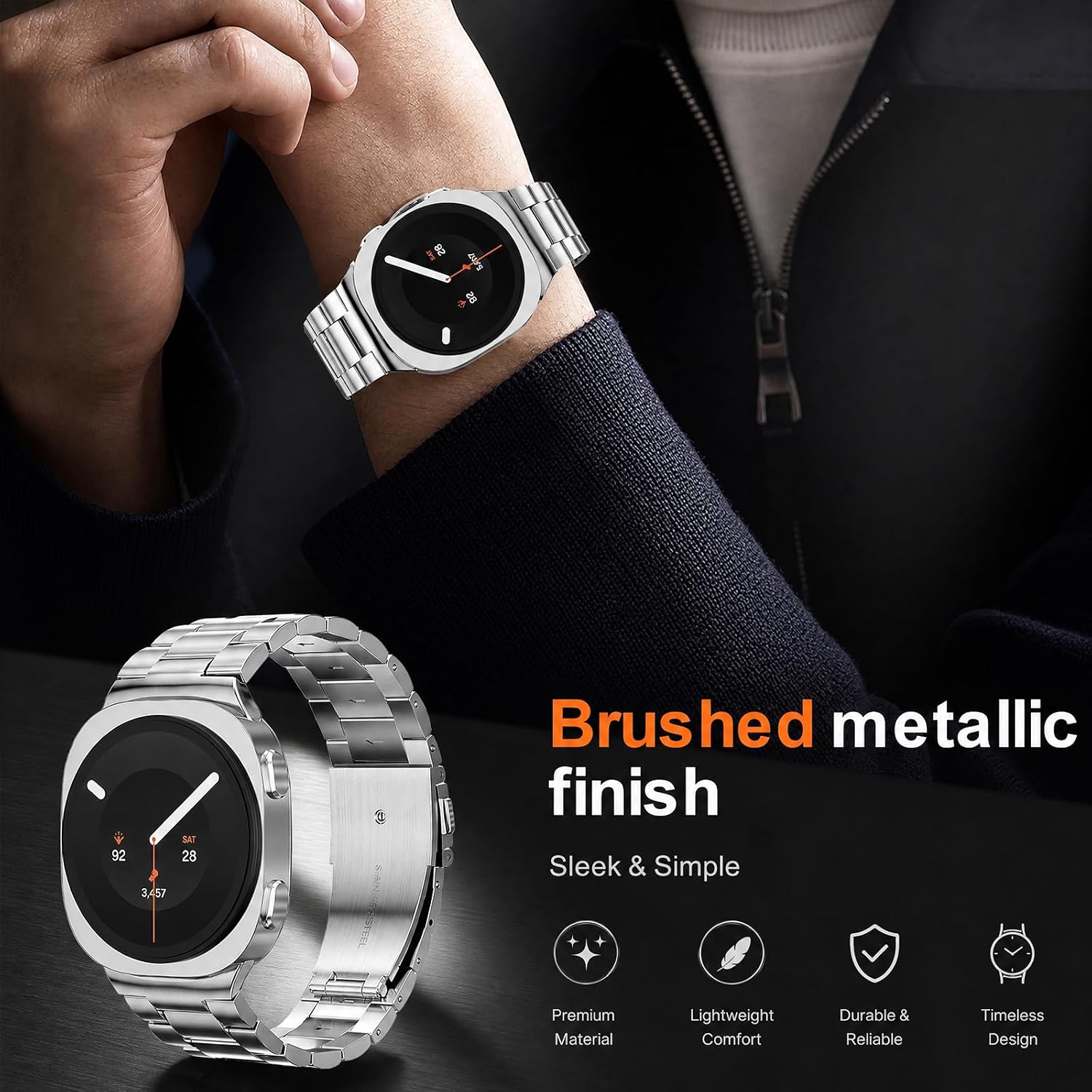 Thumbnail 6 de SPGUARD Metal Band for Samsung Galaxy Watch 9/8, Stainless Steel, No-Gap Design