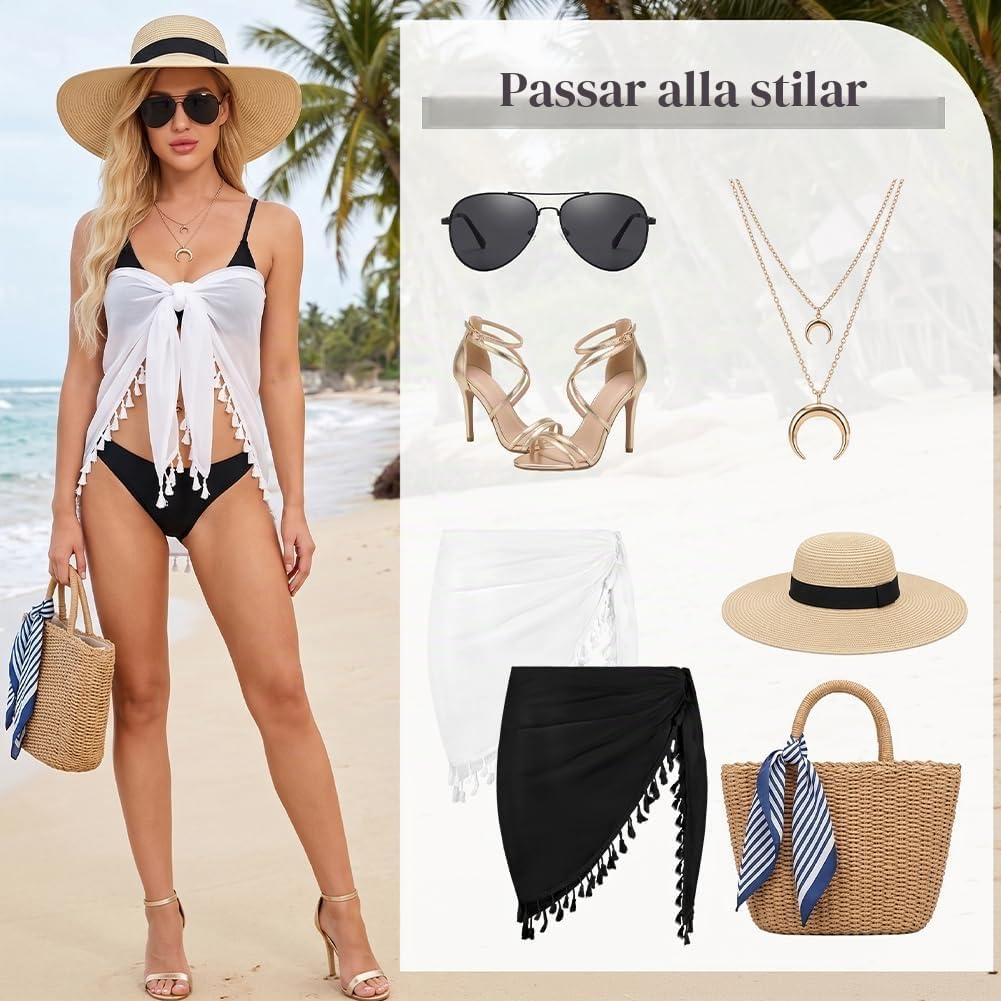 Thumbnail 5 de Aomig kort strandkjol för kvinnor – lätt bikiniöverdrag i bohemisk stil