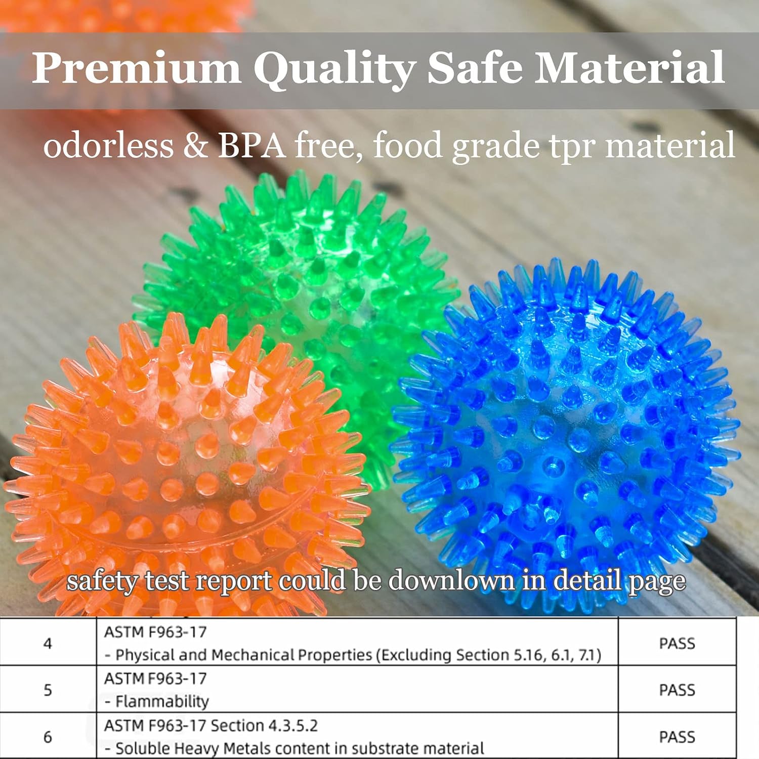 Detalle 2 de LECHONG CIQIU-FT Squeaky Dog Balls, 12-Pack TPR Spiky Toys