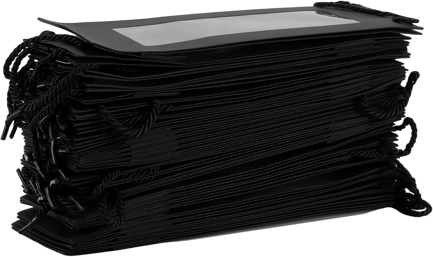 Detalle de CHIHEUNG 30-Pack Wine Bottle Bags with Window – Black Kraft Paper Gift Bags for Festive Gifting