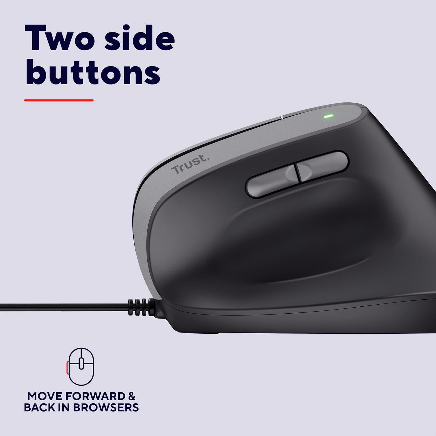 Detalle de Trust Yuno ergonomic mouse, 800-2400 DPI