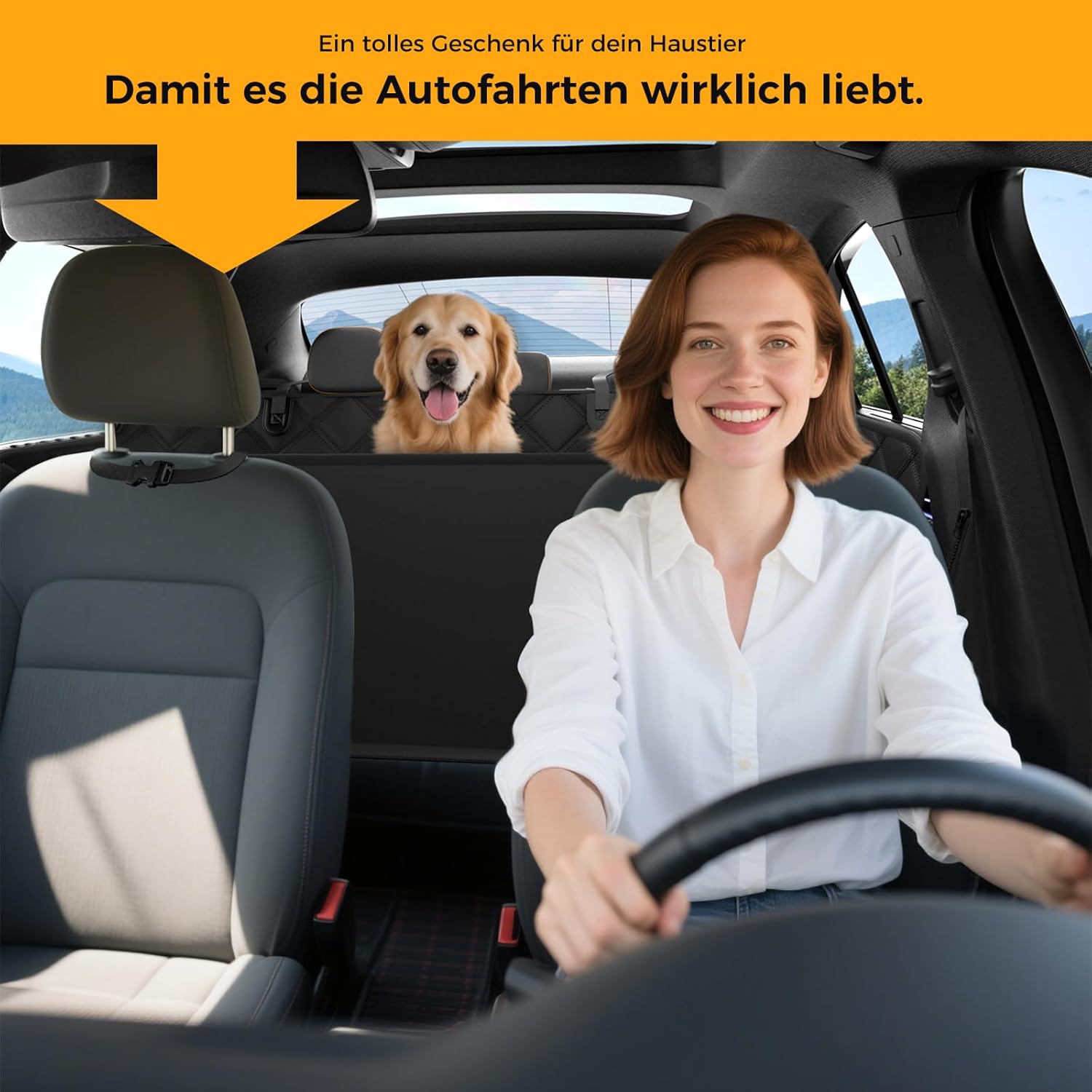 Thumbnail 4 de MZROT Hundedecke Auto Rückbank 145 x 137 cm – wasserdichter, kratzfester Autositzbezug für Rücksitz & Kofferraum