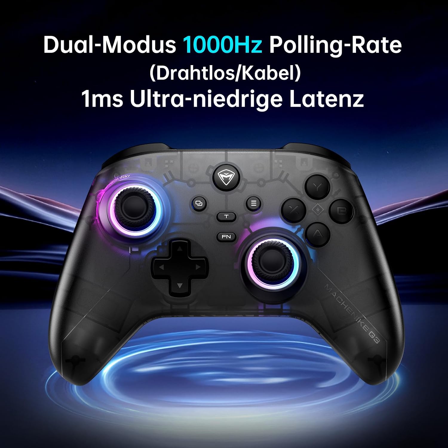Thumbnail 2 de Machenike G3V2 Wireless-Controller für den PC – 2 Hall-Effekt-Sticks, 2 zuschaltbare Tasten, 1000mAh Akku, RGB (G3V2)