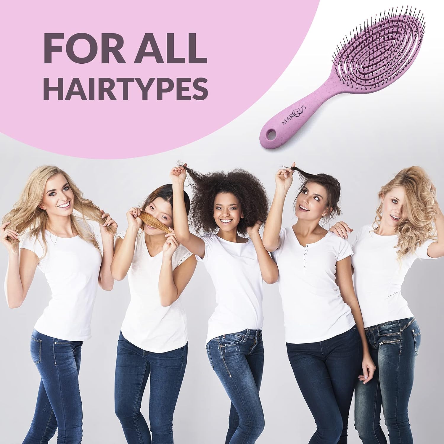 Detalle 2 de Spazzola Districante per Capelli Biodegradabile Vegana – Magenta Blush