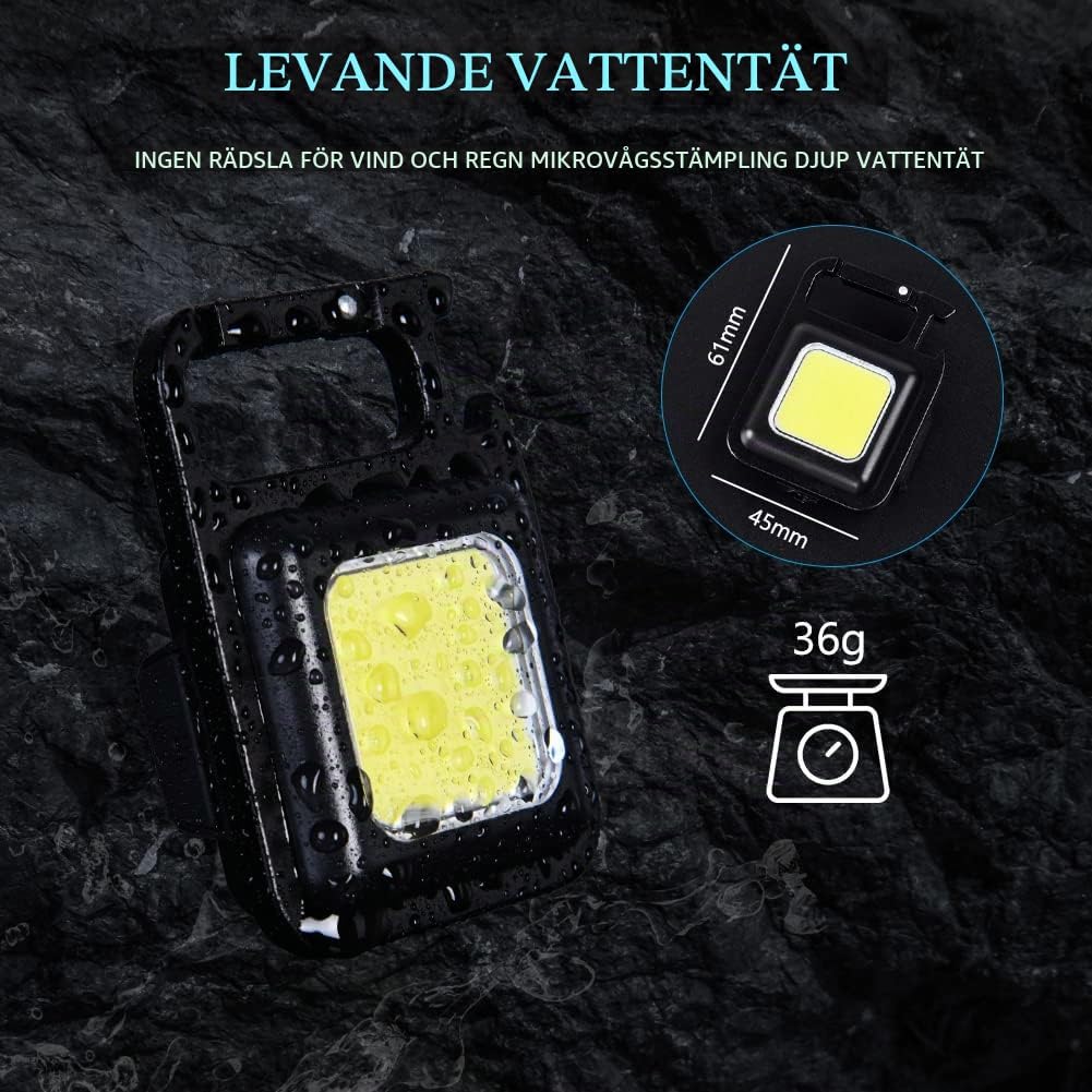 Detalle 2 de URAQT Mini LED-ficklampa med 7 lägen, magnetfot och USB-C-laddning