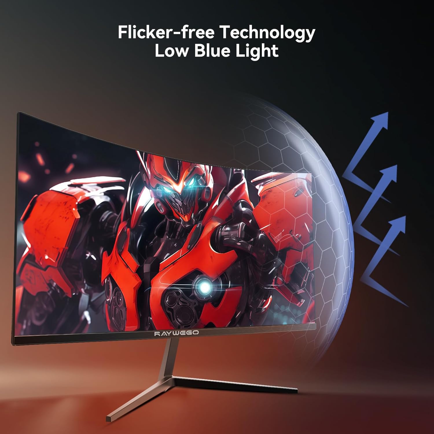 Detalle de Raywego 24-Inch Curved Gaming Monitor: 200Hz/180Hz, 1080p, 1ms MPRT, FreeSync