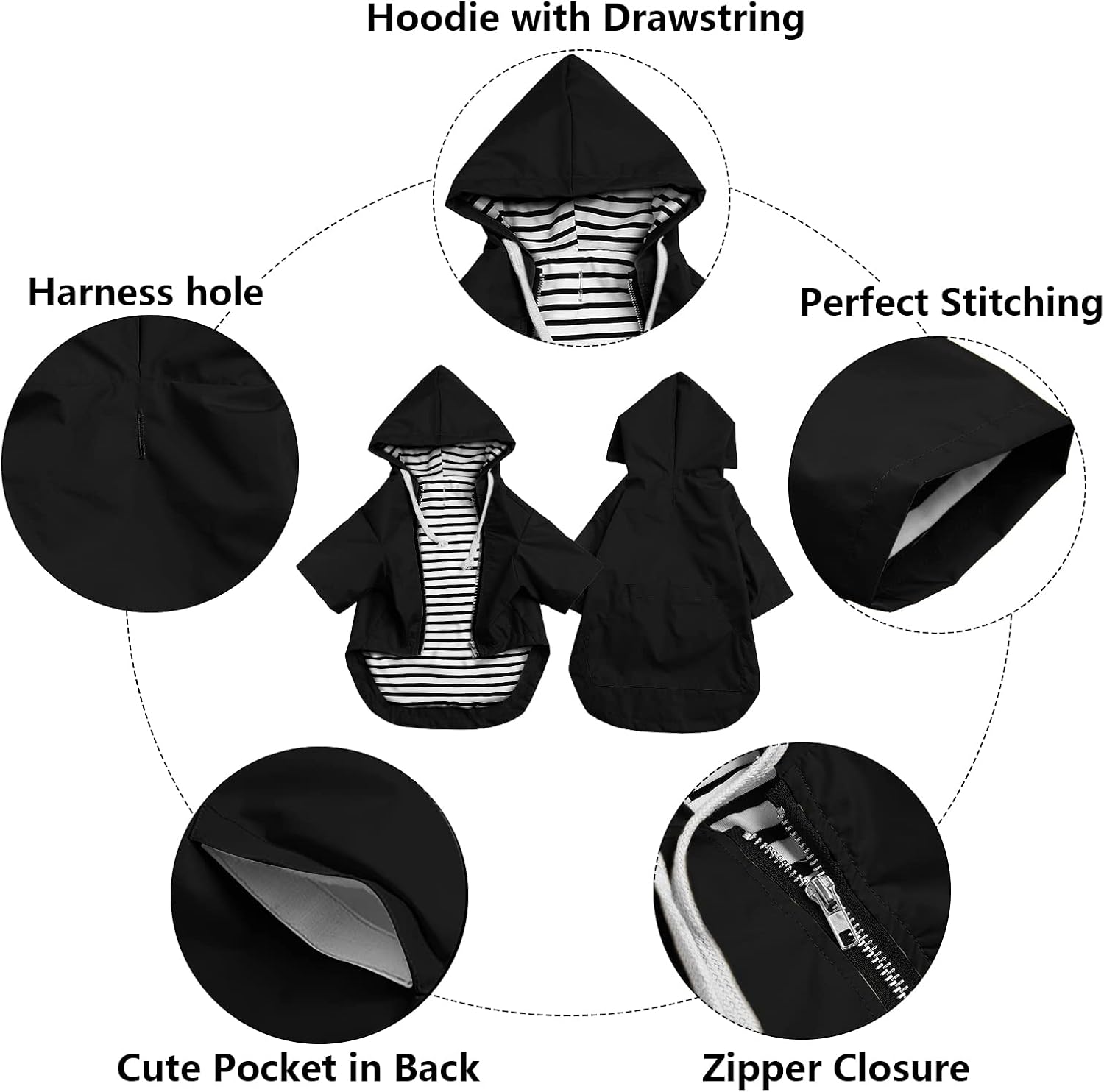 Thumbnail 2 de Dog Raincoat with Legs (XL, Black) – Waterproof, Harness Hole and Storage Pocket
