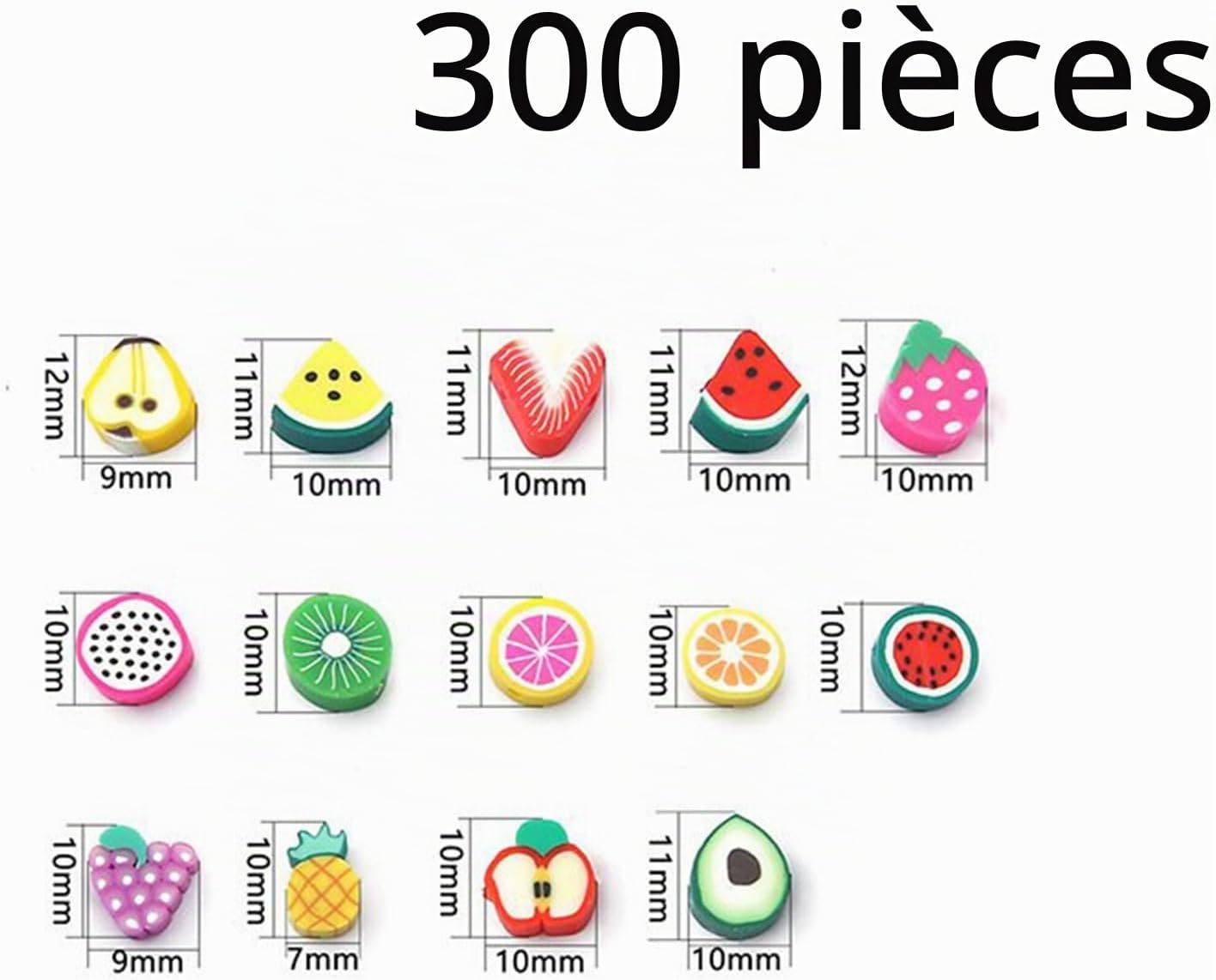 Detalle 2 de HERZONE RuanTaoZhu fruitkralen van polymeerklei, 300 stuks, 9–12 mm